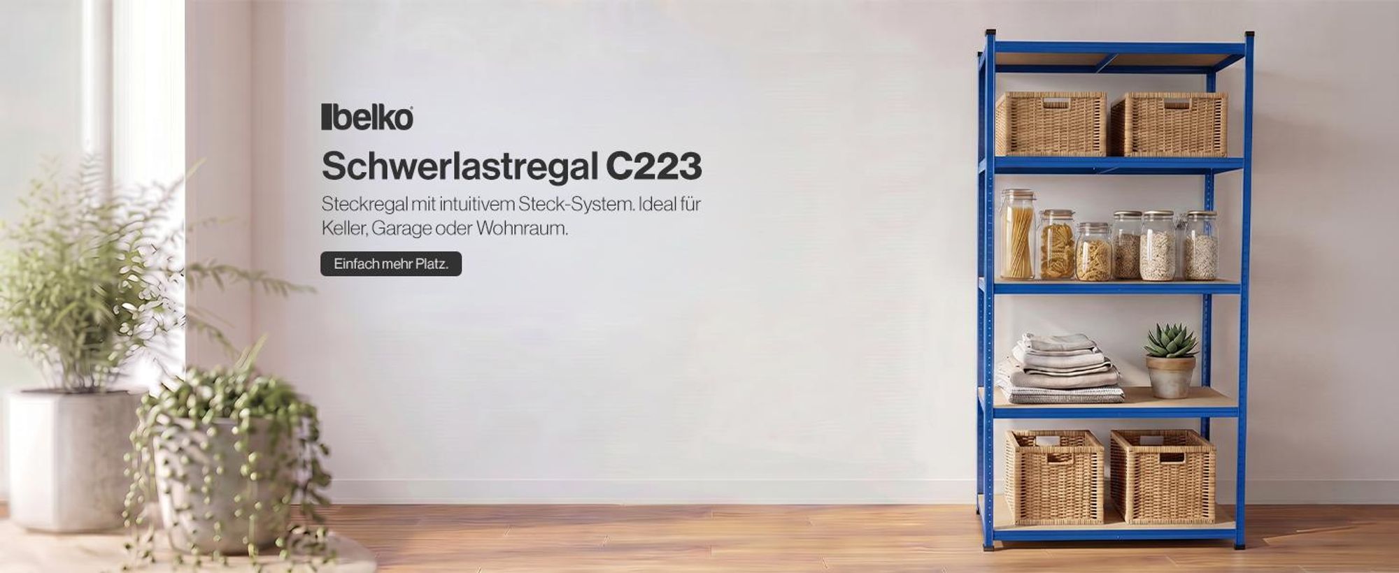 Steckregal Werkstattregal 2000x1000x500 mm, 5 Ebenen, Farbe blau, Traglast gesamt 900 kg, Kellerregal Schwerlastregal Metallregal Lagerregal