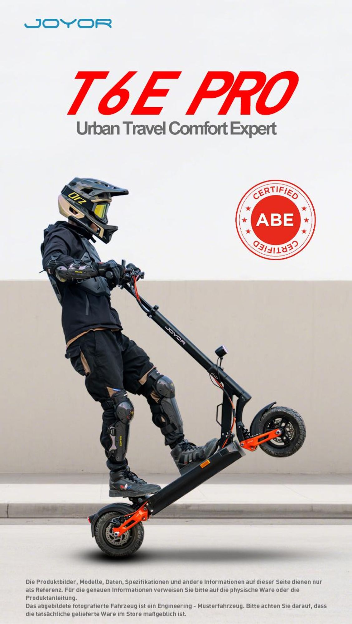 Joyor T6E Pro E-Scooter mit Straßenzulassung 500W bis 90km Reichweite Blinker offroad 10 Zoll hydraulische Federung