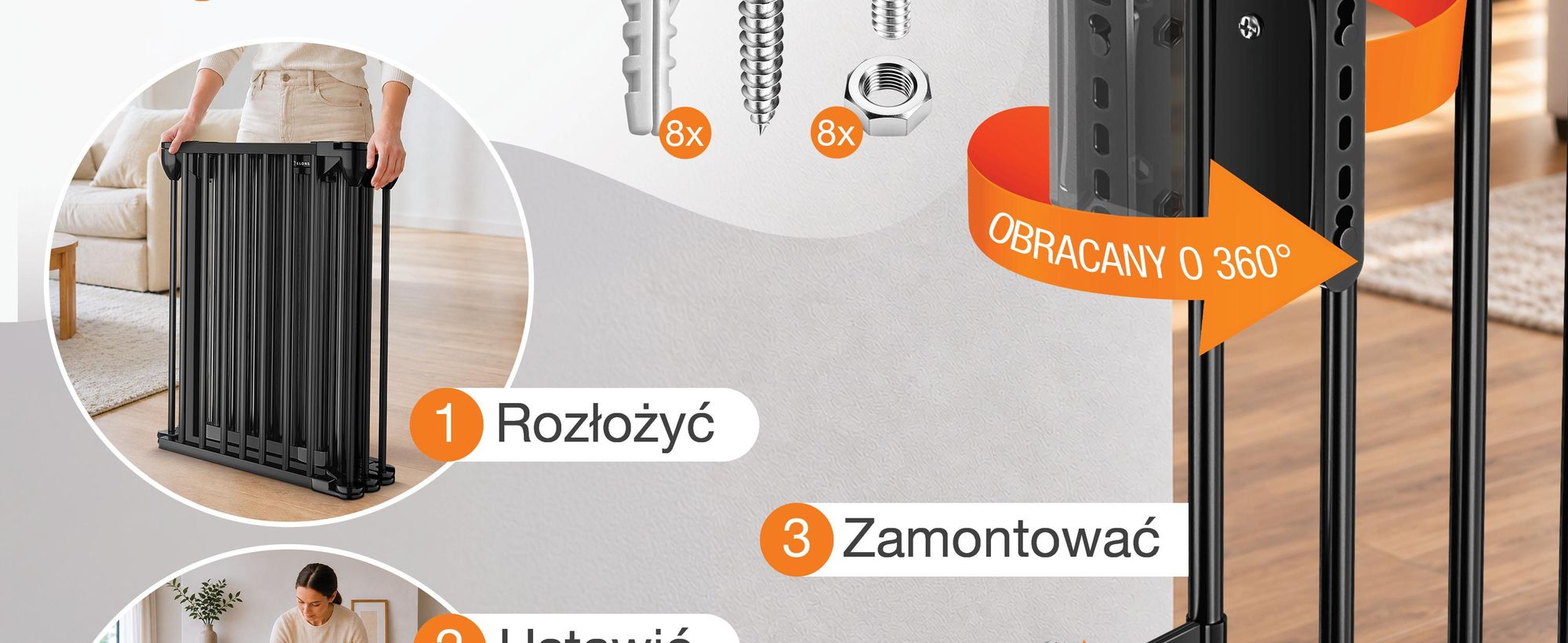 ELONEO, kratka ochronna przed kominkiem, wysokość 75 cm, metalowa kratka ochronna z zabezpieczeniem, ochrona przed dziećmi, barierka schodowa, barierka drzwiowa, barierka dla psów