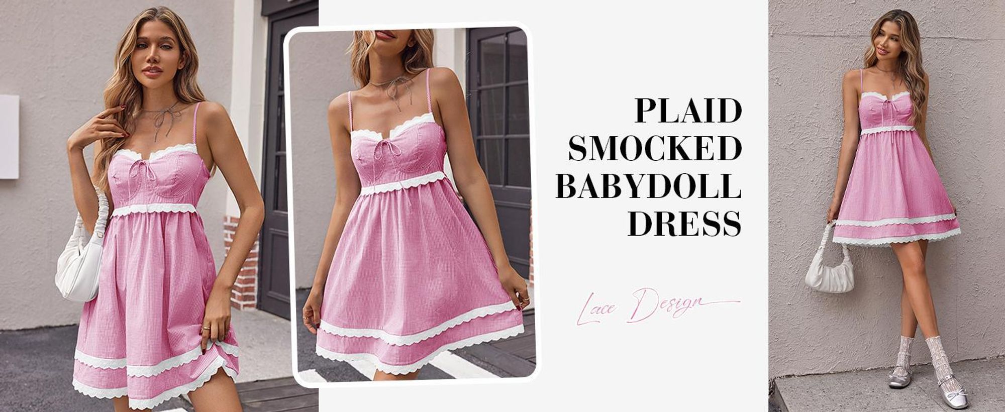 Damen-Mini-Trägerkleid — Herz-Ausschnitt, Y2K-Style, Spitzenbesatz