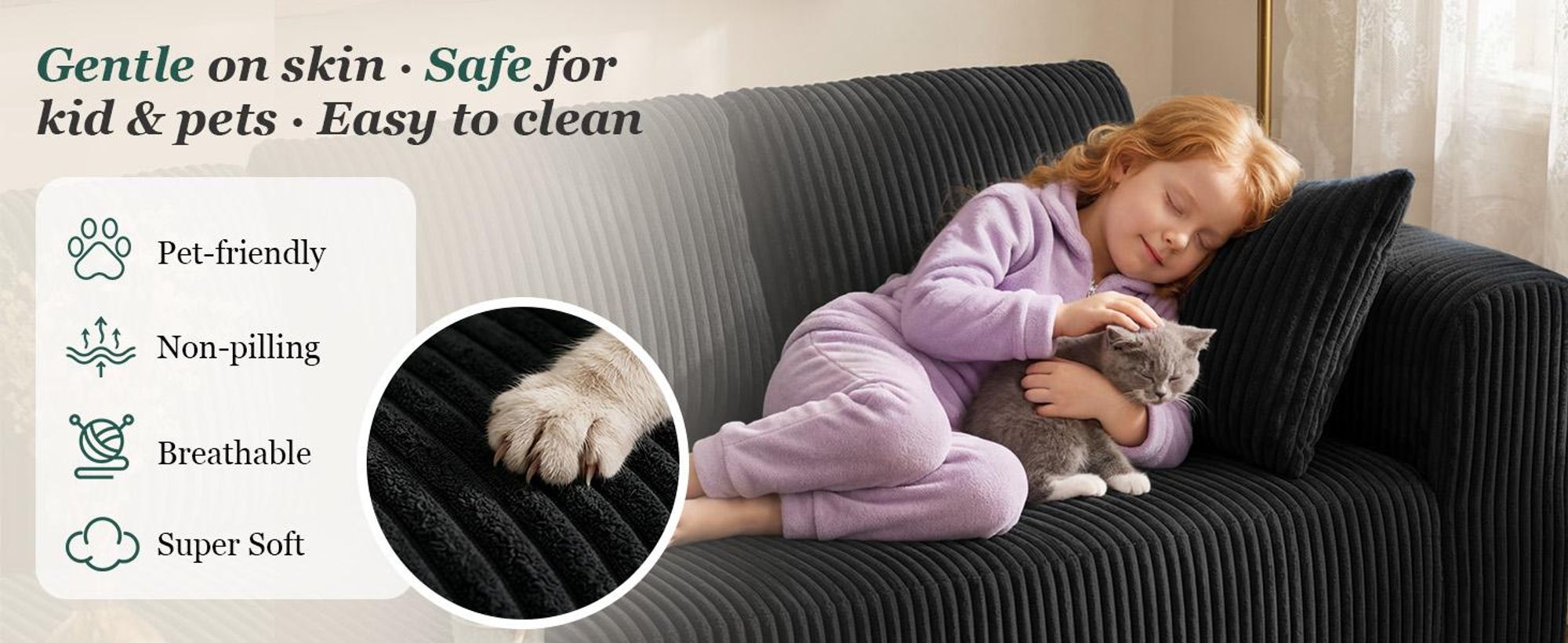 Divano angolare con funzione letto, divano modulare in velluto senza braccioli, divano con chaise longue, divano a forma di L con funzione letto, divani componibili con cuscini e tasche laterali, lunghezza 243 cm