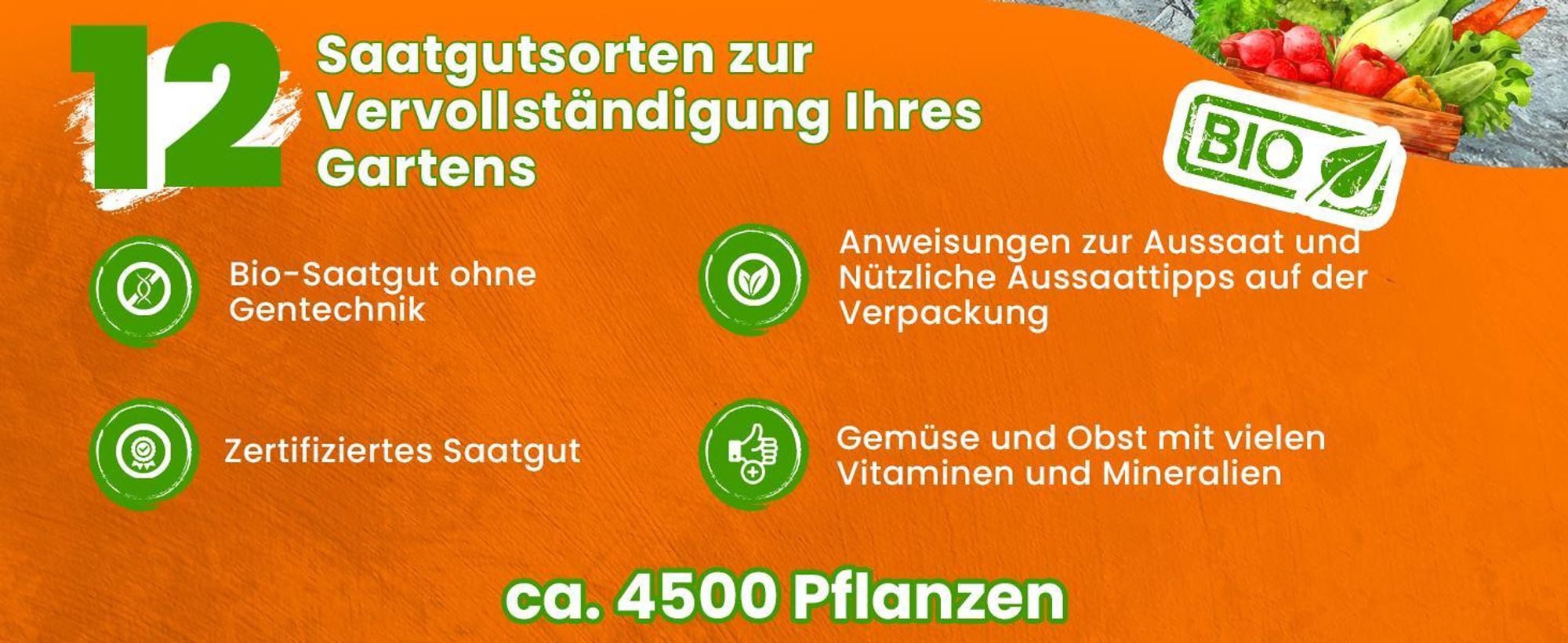 Toraf Gemüsesamen XXL Set 4500 Samen 12 Sorten Garten