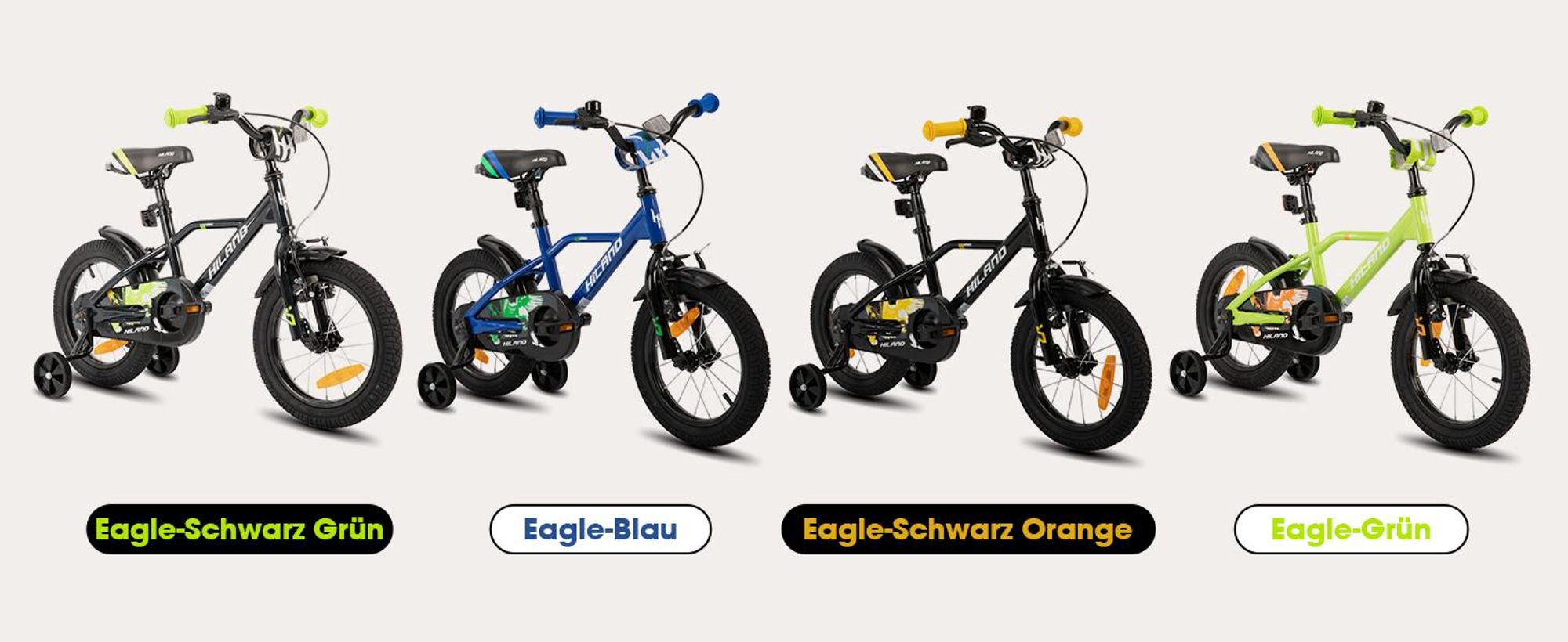 HILAND 12 Zoll Kinderfahrrad mit Stützrädern Handbremse Rücktrittbremse, für Jungen ab 2 3 4 5 Jahre, Blau