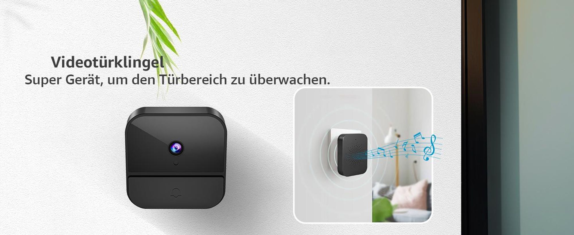 Video Türklingel, Kabellose Türklingel mit Kamera, Videotürklingel, 1080p-HD-Video, Zwei-Wege-Audio, 2.4G Wifi Video Doorbell Nachtsicht
