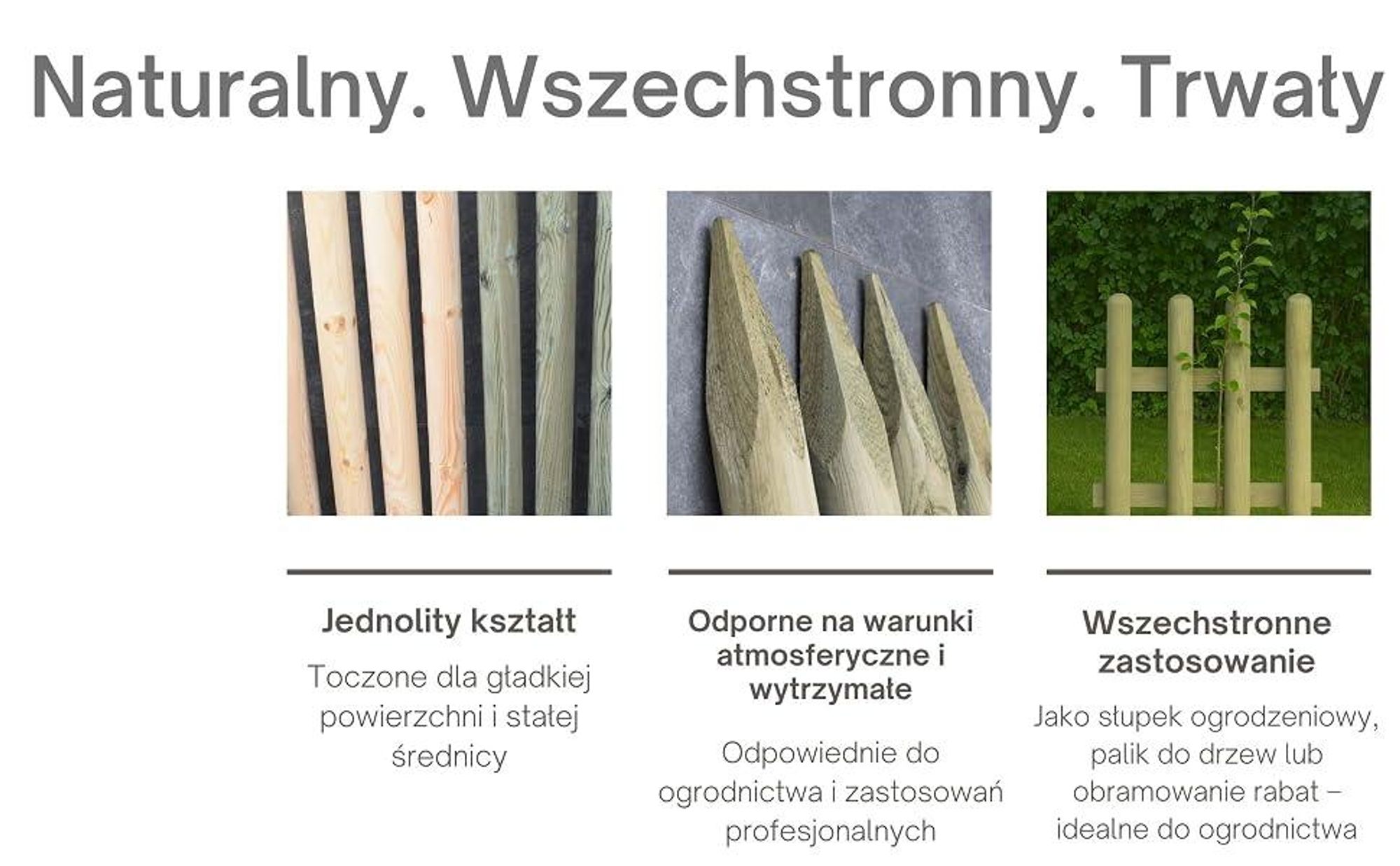 TIMBERMIK Palisada Drewniana Ø7 cm 240 cm 4 szt. Paliki Sosnowe do Drzew i Ogrodu Impregnowane Kolor Oliwkowo-zielony