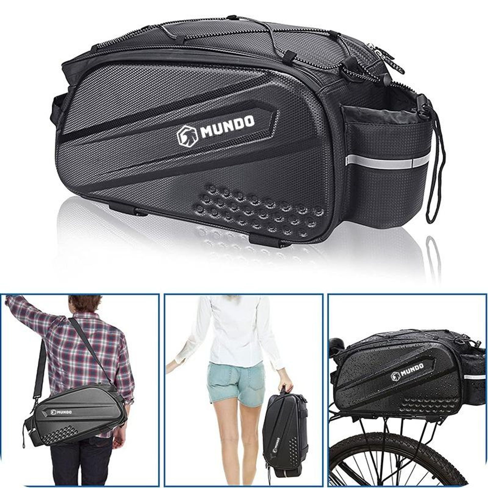 MUNDO® Gepäckträgertasche Fahrradtasche - Thermotasche 12L Multifunktionale Hinterradtasche Kühltasche Wasserdicht mit Reflektoren