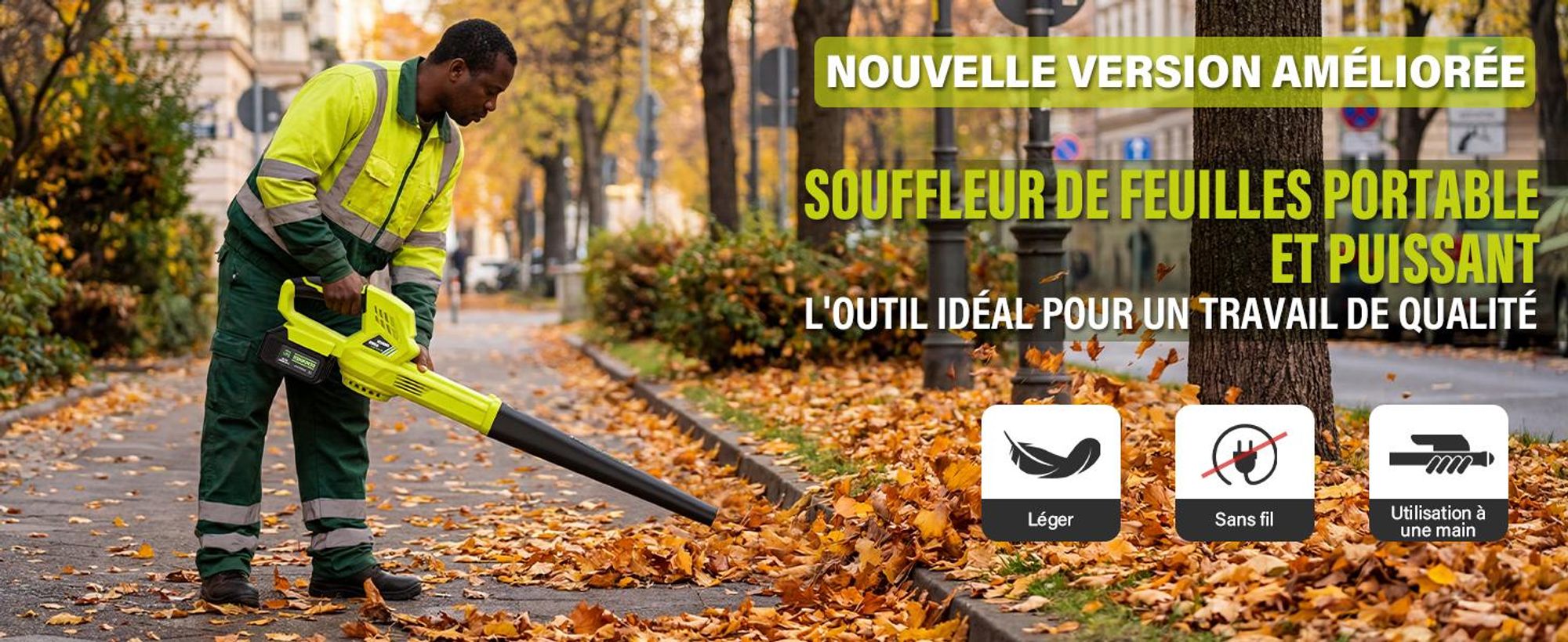 DEWINNER Souffleur de Feuilles sans Fil, 2 Batteries 4.0Ah, 210 km/h, 6 Vitesses Réglables, 2 Tubes Démontables, Kit Complet, Professionnel Jardin