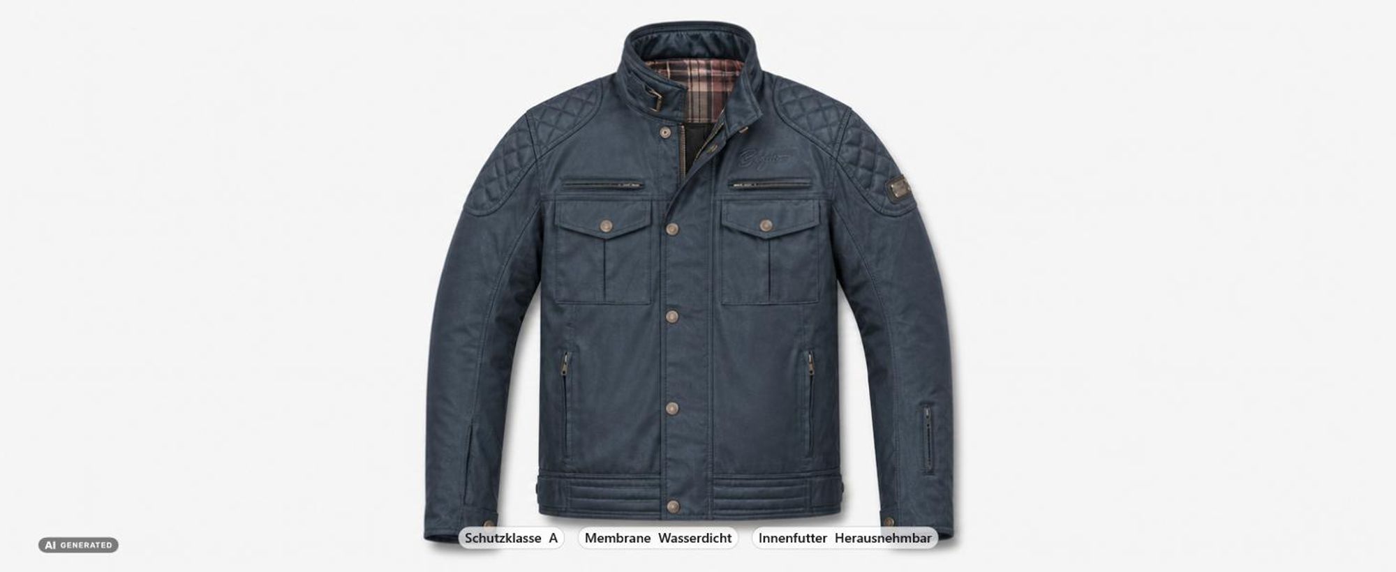 Bogotto Barton wasserdichte Motorrad Wachsjacke, schwarz, M