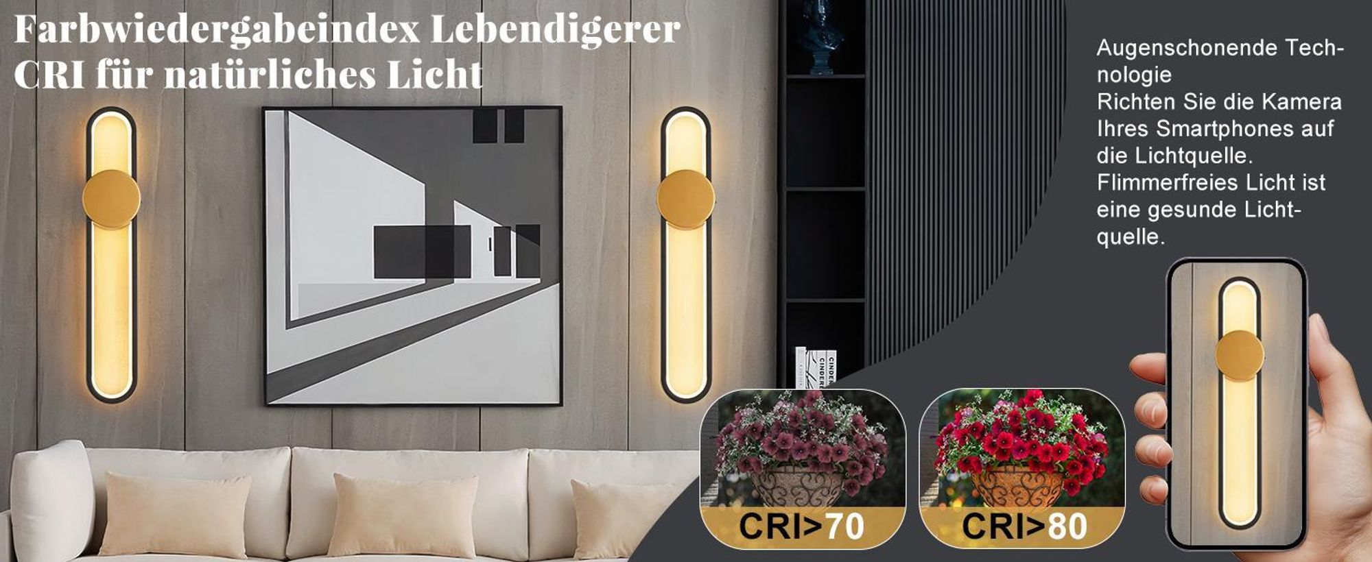 ZMH Wandlampe LED Wandleuchte Innen 12W Treppenhauslampe 60cm Gold Flurlampe Modern Design 3000K Warmweiß Minimalistische Wandbeleuchtung für Schlafzimmer Wohnzimmer Flur Treppenhaus Küche