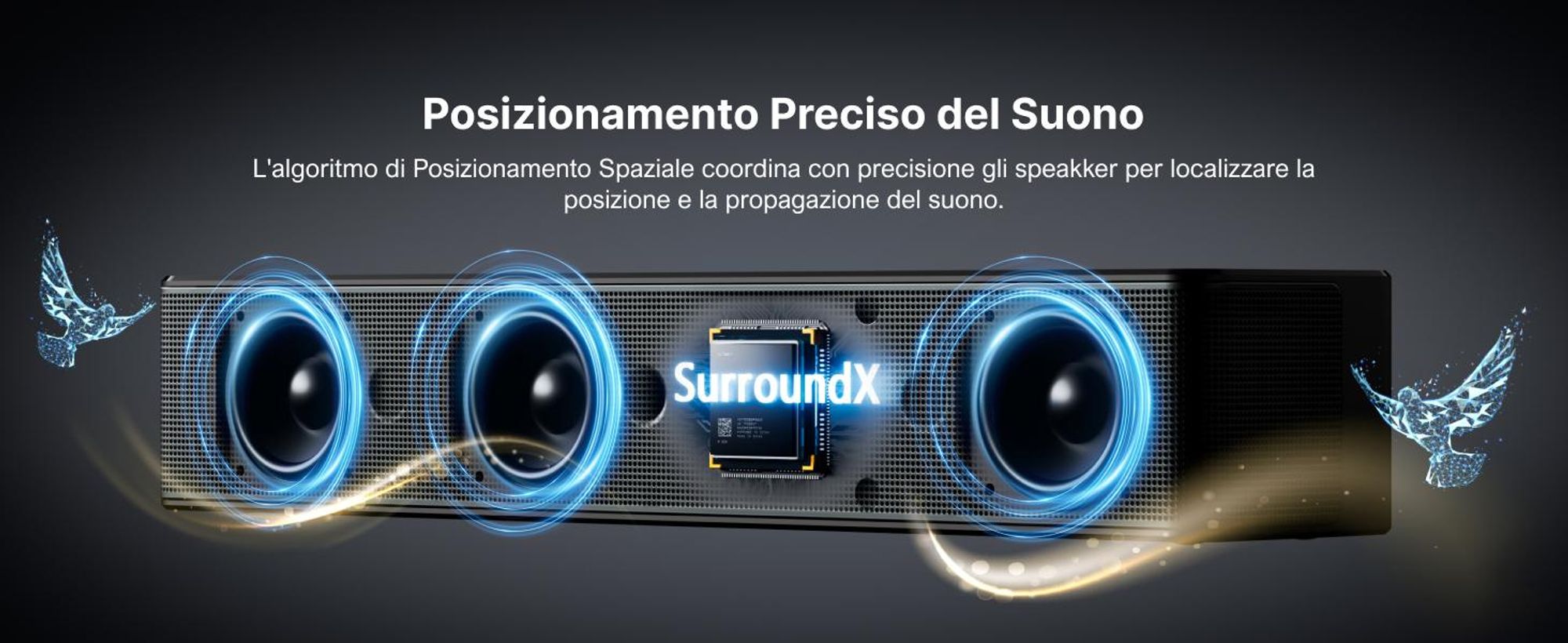 Sistema audio surround virtuale ULTIMEA 7.1 per TV, potenza di picco 410 W, soundbar con subwoofer regolabile e cassa surround, controllo APP