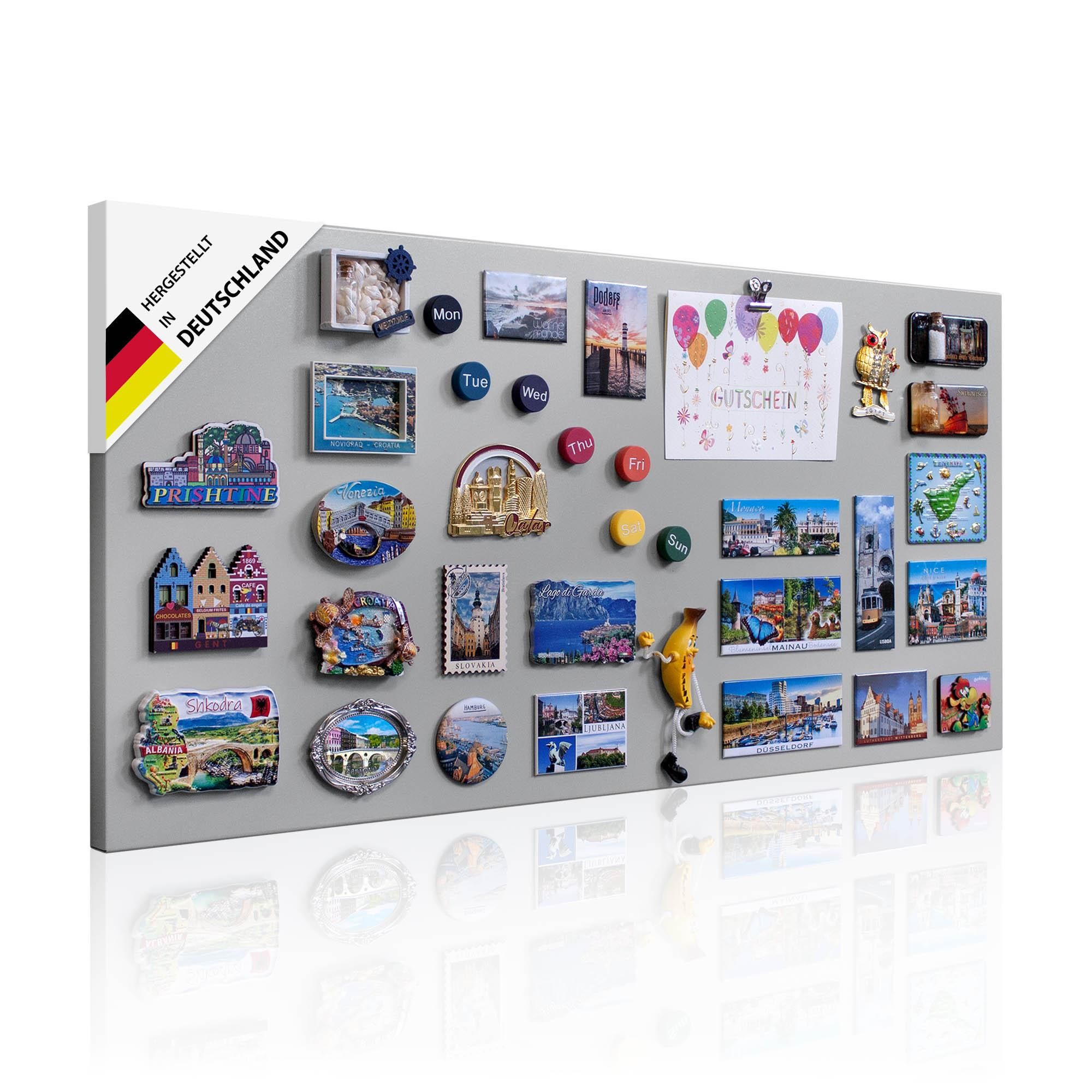 Design Magnettafel aus Metall in grau