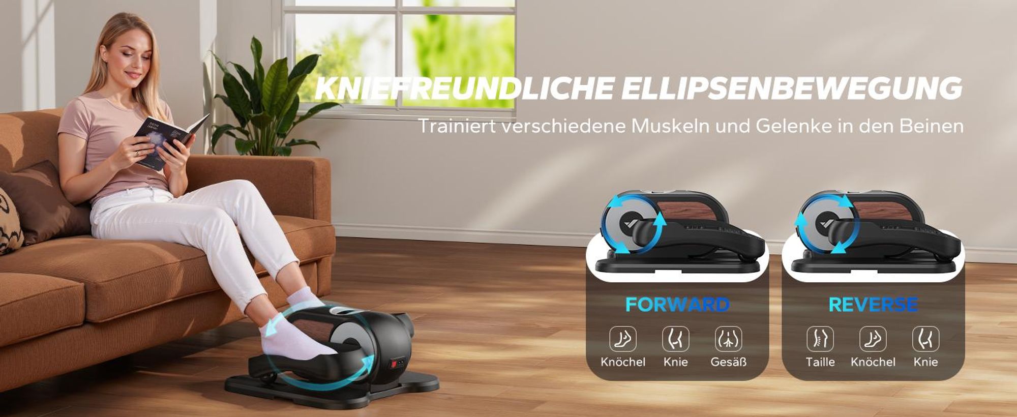 Mini Ellipsentrainer & Stepper – kompakter Crosstrainer mit 12 Geschwindigkeiten, LCD-Display, platzsparend, Heimtrainer für Beine & Po