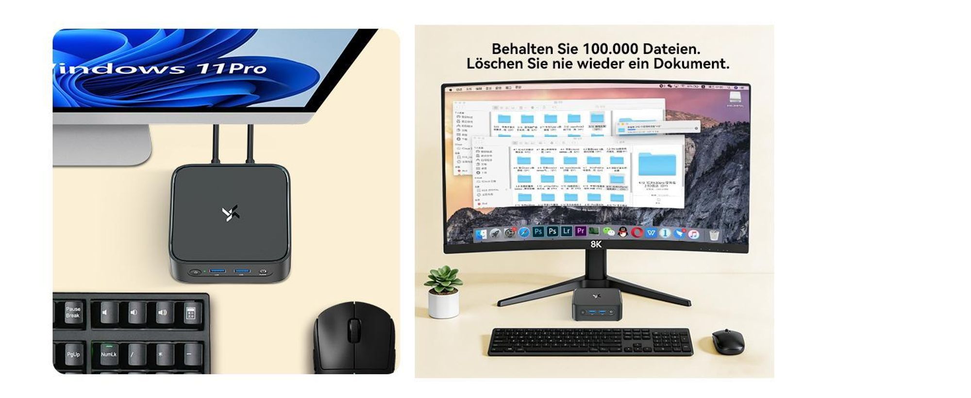 Blackview Huidun H80 MiniPC Desktop PC, AMD Ryzen 5 3500U, 16GB DDR4, 512GB SSD, Dual-Gigabit-LAN, Dual-4K-Ausgang, VESA-Montage,  inkl Monitor