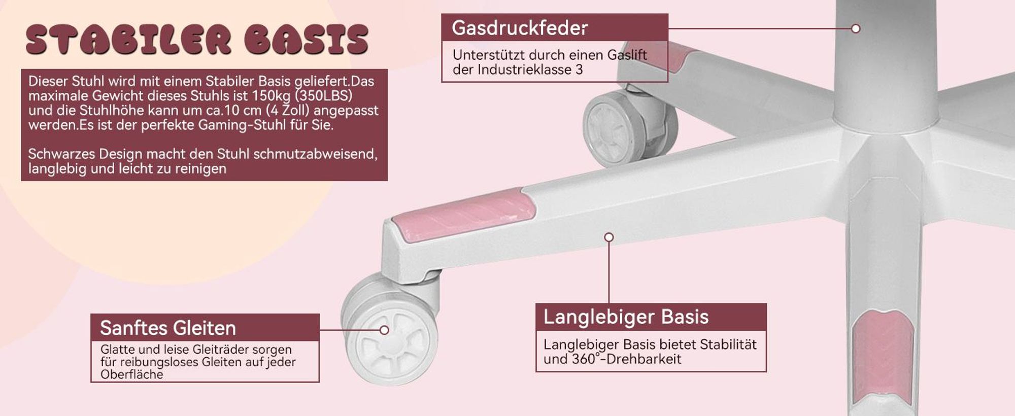 Puluomis Gaming Stuhl mit Fußstütze, Bürostuhl Chefsessel Schreibtischstuhl Racing Stuhl ergonomisch drehbar höhenverstellbar Katze Weiß Pink