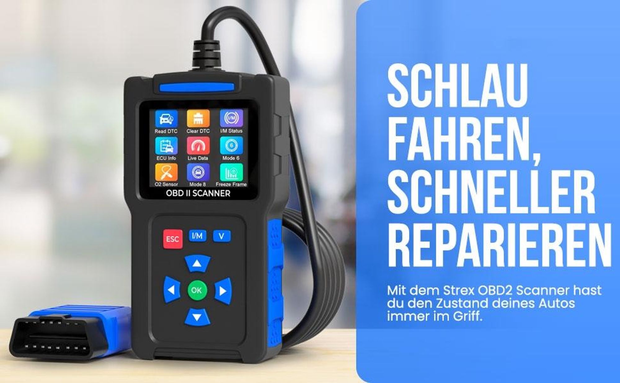 T200 Alles in einem OBD2 Diagnosegerät mit LCD Anzeige | OBD2 Scanner für Autos mit Motorcode Finder & Fehlerlesegerät | EOBD/obd-ii Diagnosewerkzeug