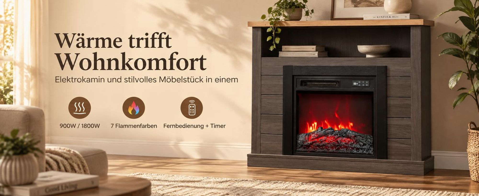 Haard en opbergruimte in één – verwarming en stijlvolle decoratie gecombineerd