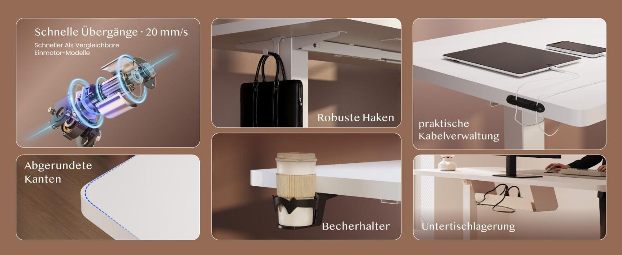 FLEXISPOT QE1 Höhenverstellbarer Schreibtisch 200x80cm, 4 Memory-Funktion, Antikollisionsschutz, 70kg Tragkraft, Haken, Kabelmanagement (Weiß)