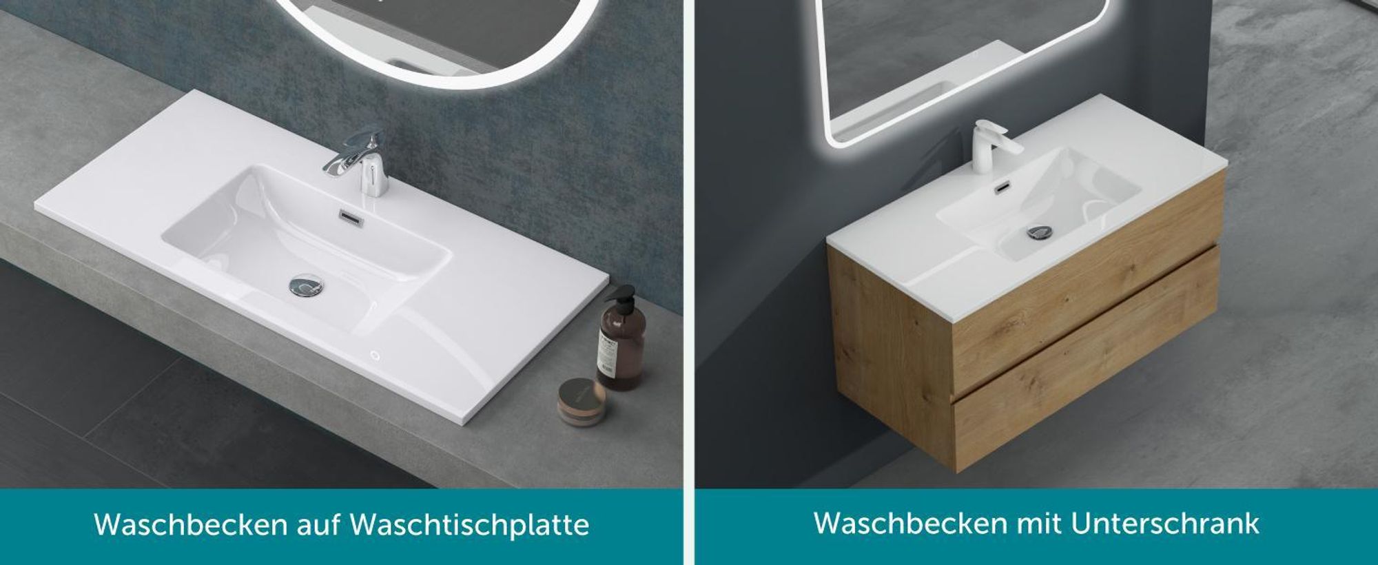 Mai & Mai Einbauwaschbecken, BTH: 90x48x12cm, Design Waschbecken aus Mineralguss in Weiß colossum02