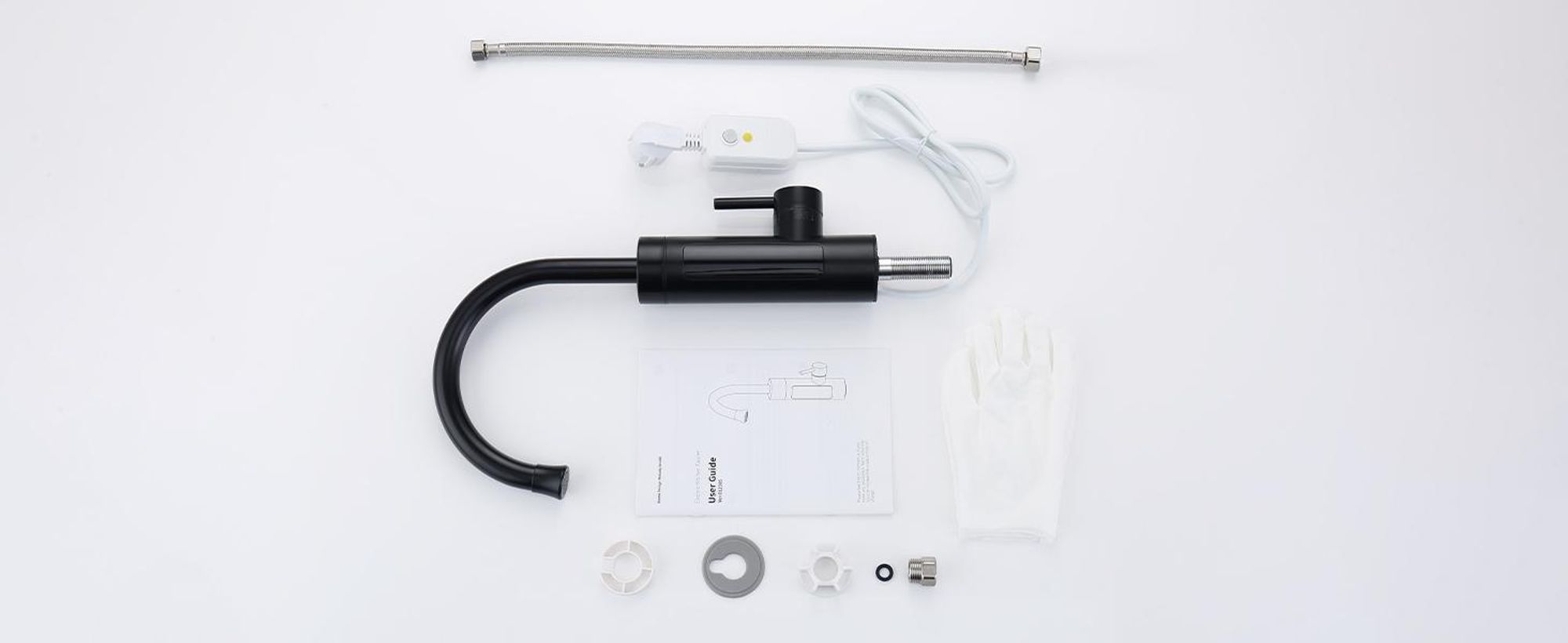 Homelody Elektrische Küchenarmatur mit Durchlauferhitzer, Smart Heater Wasserhahn 360° drehbar, Schwarz Wasserhahn Küche mit LED Temperaturanzeige