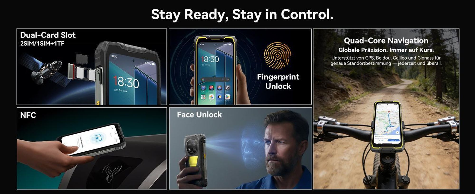 Blackview ROCK 2 Pro incl AURABASS 1,6,67" 5G Outdoor-Smartphone mit 15000 mAh Akku, IP69K/IP68 und 400 lm Campinglampe, Robust