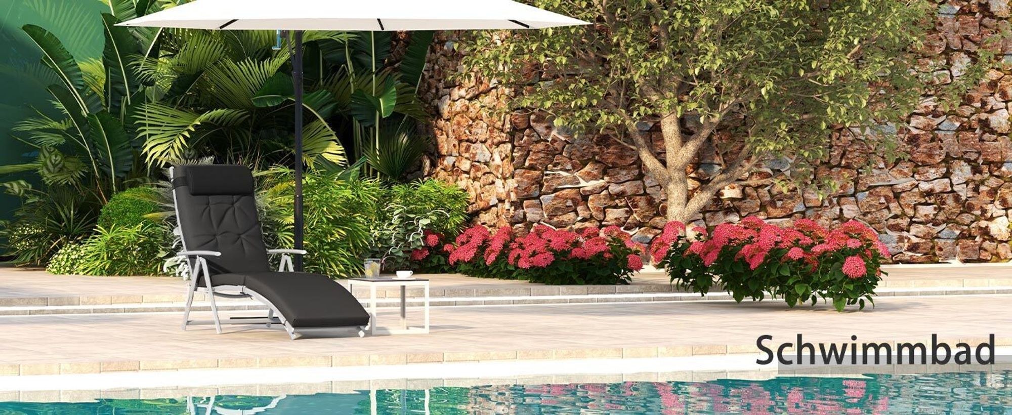 Outsunny Sonnenliege Strandliege Gartenliege Klappbar Verstellbar Metall Schwarz