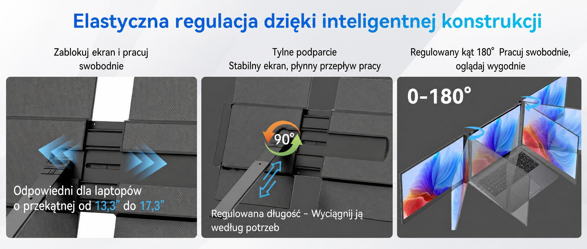Blackview Przenośny monitor DCM6 14", monitor do laptopa z dwoma ekranami, ultracienki, FHD, do laptopów 13,3"-17,3", certyfikat obrót o 180°, kompatybilny z systemami Windows/Mac/Android