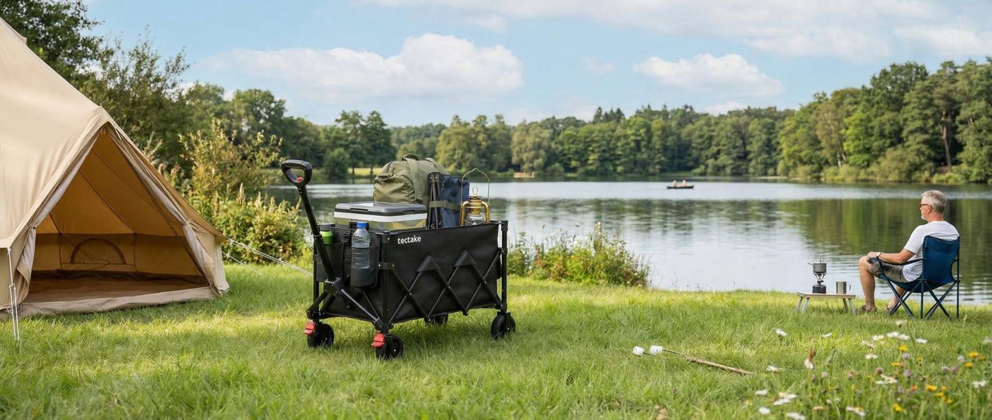 tectake® Bollerwagen RollRider inklusive Einlegeboden, Belastbarkeit 100 kg