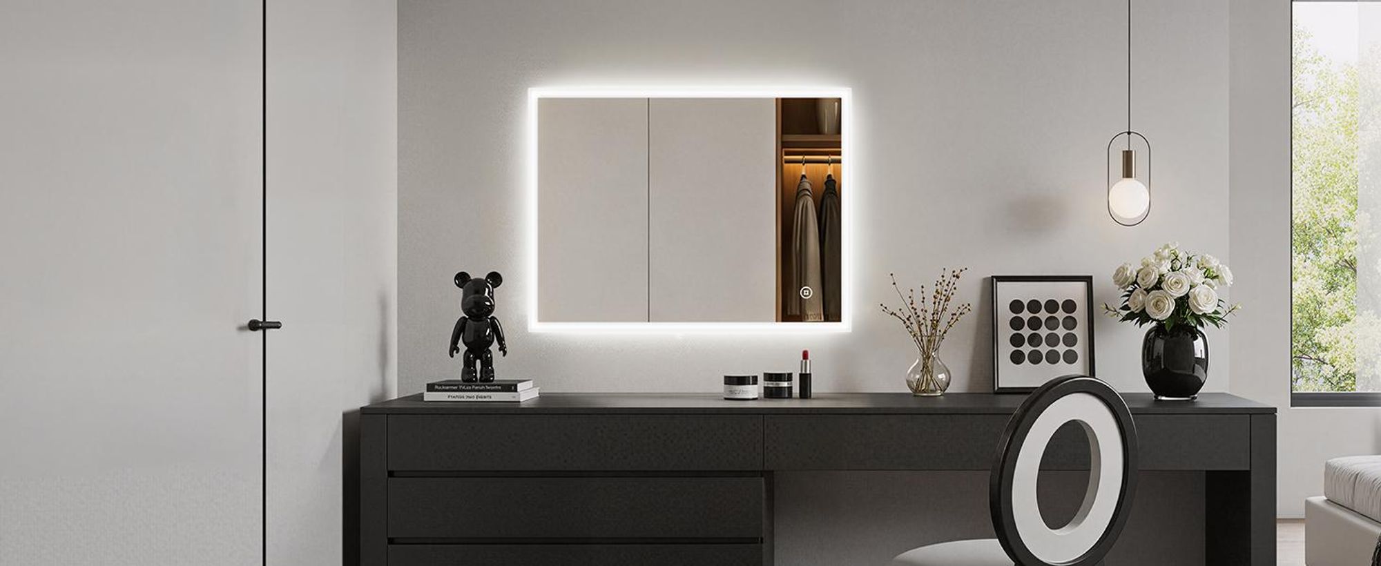 Heilmetz LED Badspiegel 50 x 70 cm Badezimmerspiegel Wandspiegel Lichtspiegel Kaltweiß 6500K Dimmbar Touch-Schalter Memory-Funktion