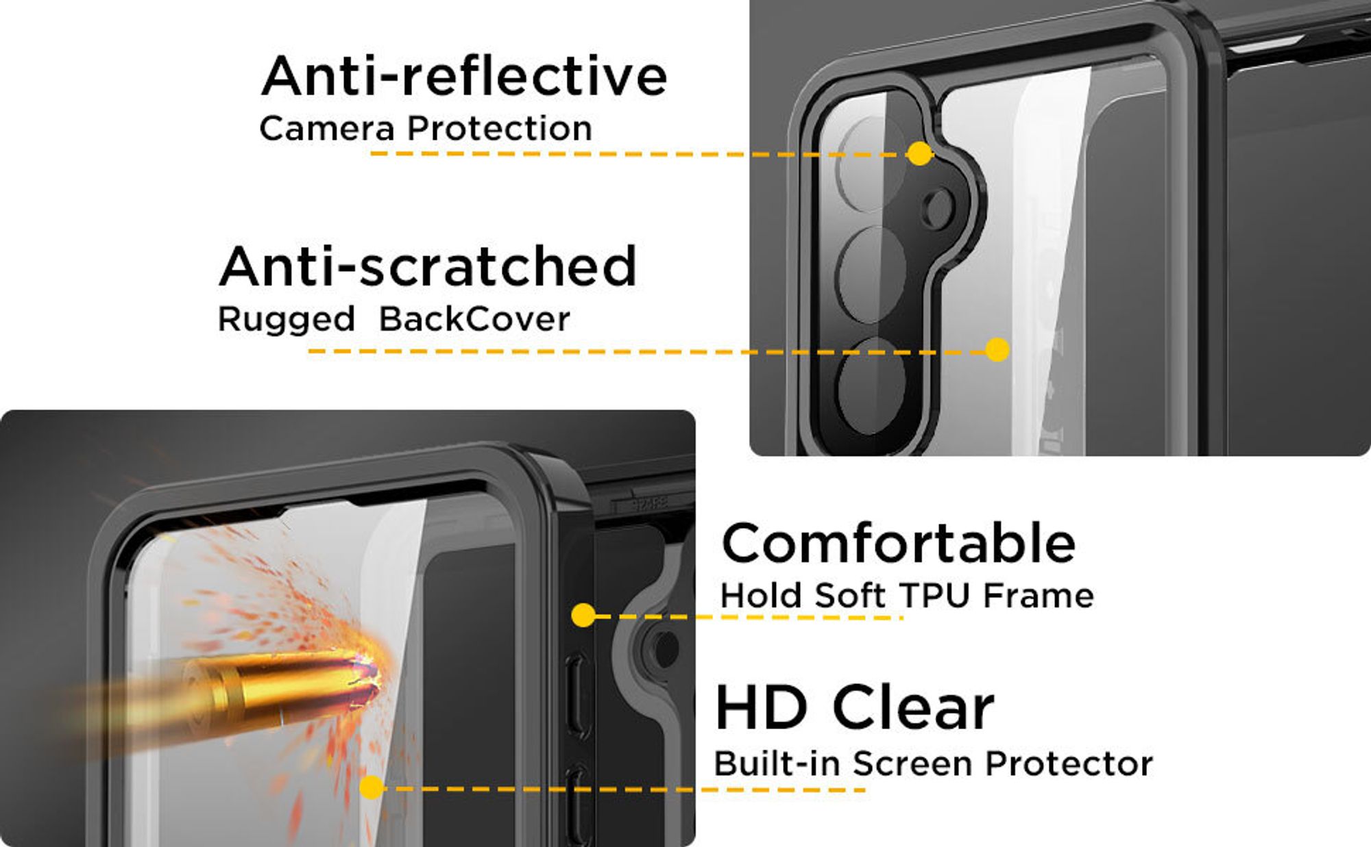 IP68 Wasserdicht Hülle für Samsung Galaxy S24 FE Hülle mit Band Displayschutz+Kameraschutz Stoßfest Handyhülle Schwarz