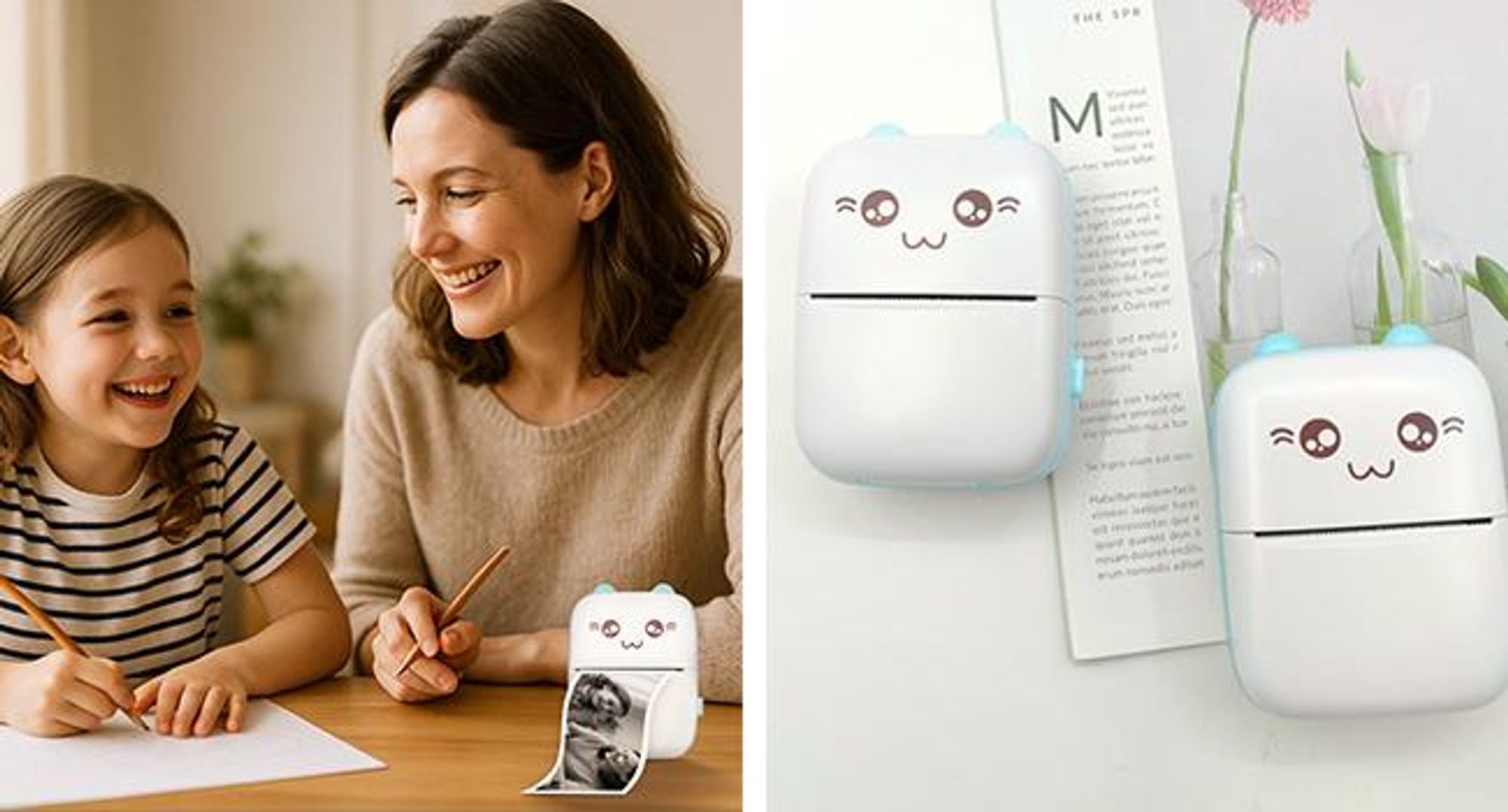 KRUMAD Mini Drucker - Kabelloser Bluetooth Thermodrucker für Smartphones, 200 DPI, Fotodrucker, ideal für Geschenke für Teenager Mädchen