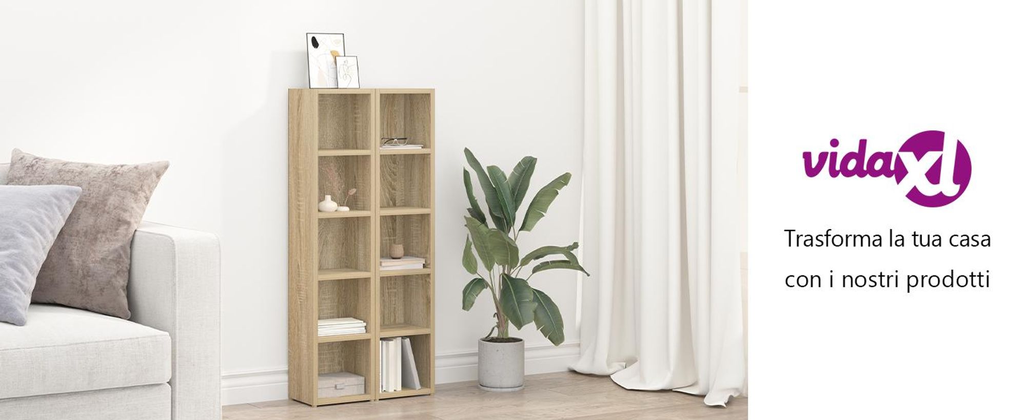 vidaXL Scaffali per CD 2 pezzi Rovere Sonoma 21x16x93,5 cm Materiale ligneo