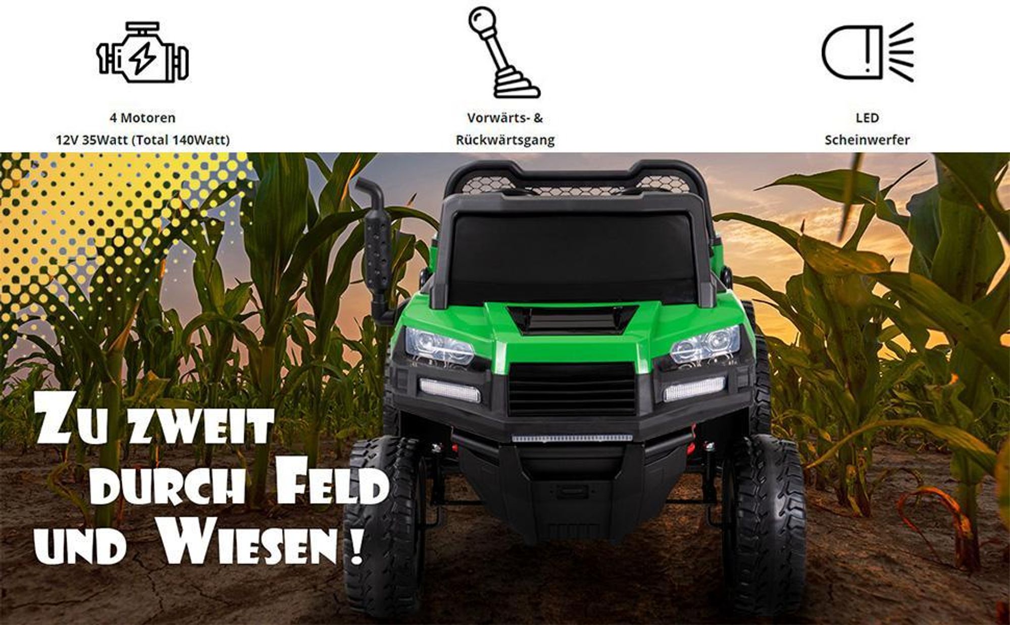 Actionbikes Motors Kinder Elektroauto UTV A730 | Elektrofahrzeug mit Fernbedienung - Kinder Auto elektrisch - Geländefahrzeug - ab 3 Jahren (Grün)
