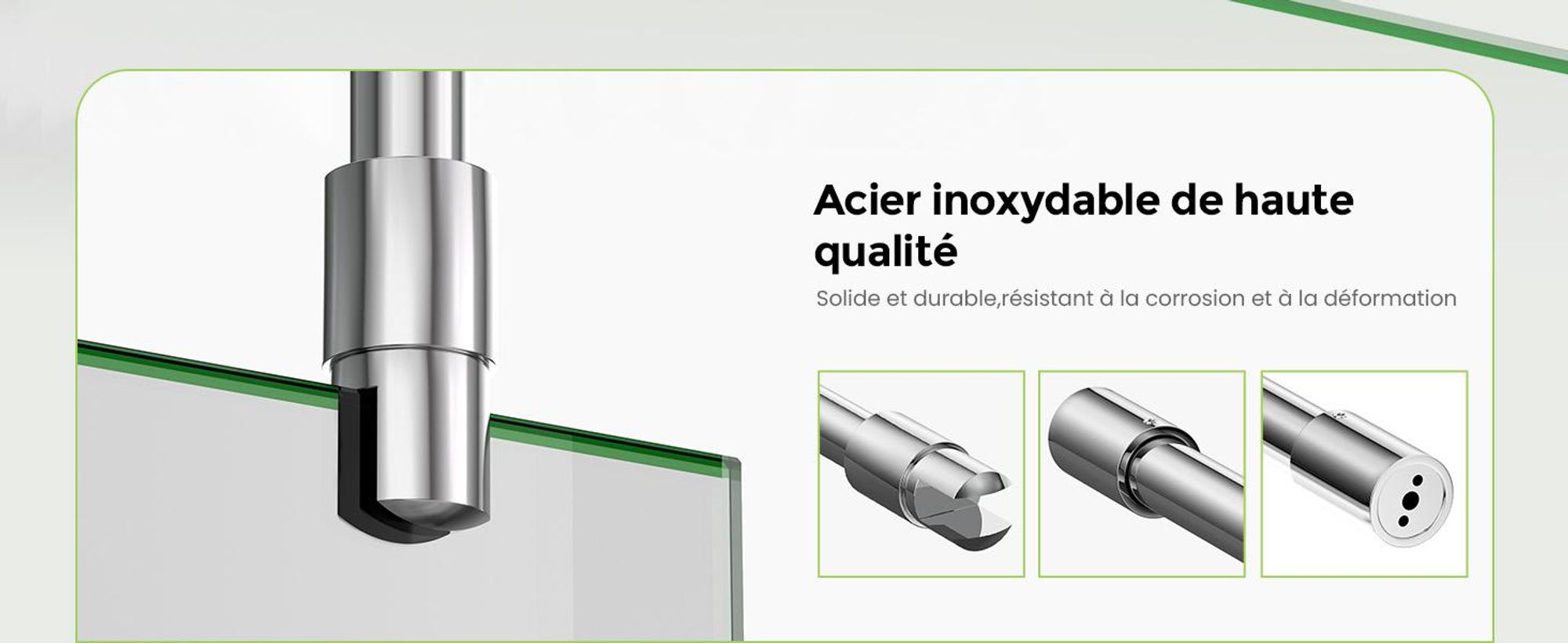 S'AFIELINA Barre de stabilisation de douche en inox, ronde, réglable (longueur), pour verre 6-10 mm, aussi pour plafond, idéale pour les parois de douche,1 pièce