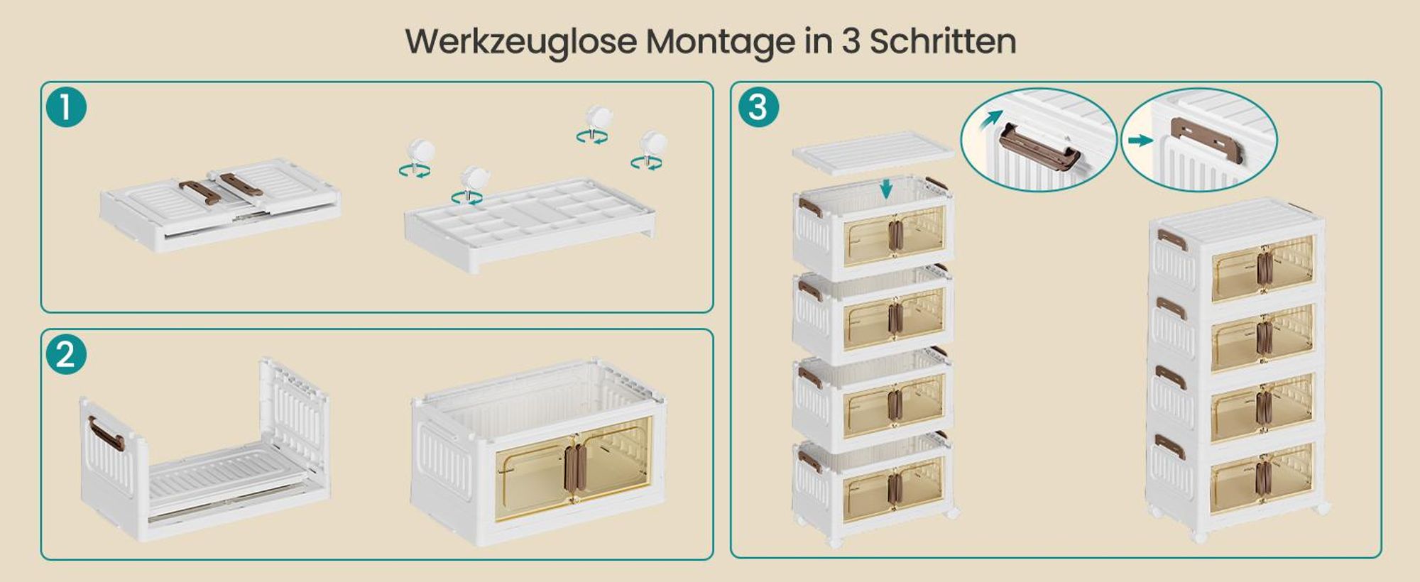 SONGMICS Aufbewahrungsboxen mit Deckel, Organizer auf Rollen, 100 L
