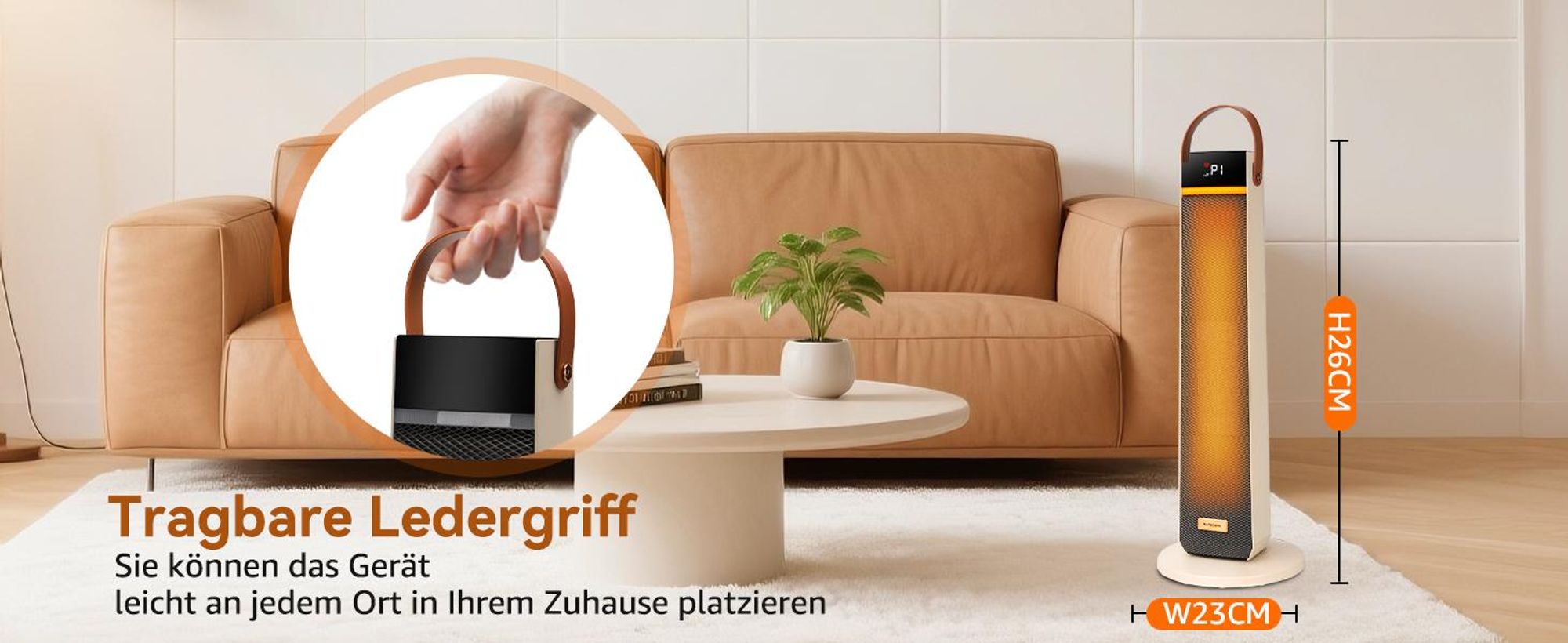Aigostar 2000W PTC Keramik-Heizlüfter: Energiesparend, Fernbedienung, ECO-Modus, 24H-Timer, 75°-Oszillation, Schutzfunktionen, Weiß