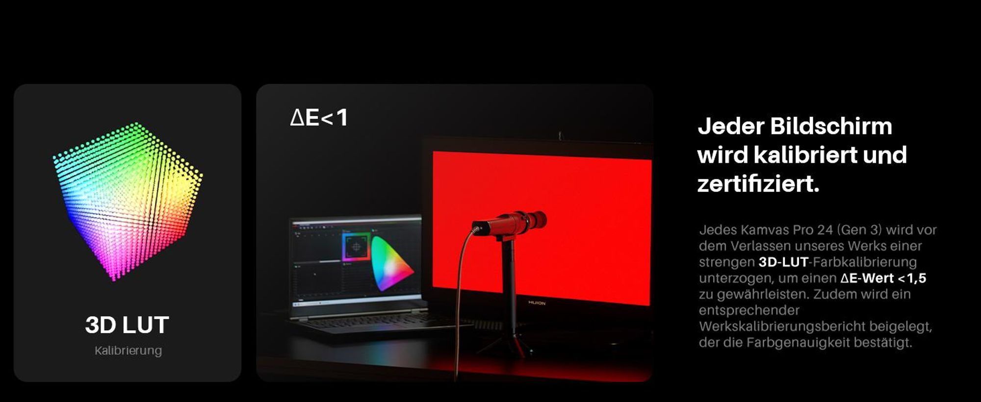 HUION Kamvas Pro 24 Gen 3 Grafiktablett mit Display, 23,8" 4K-UHD-Zeichenmonitor, neues PenTech 4.0,16384 Druckstufen mit Zwei Batterielosen Stiften