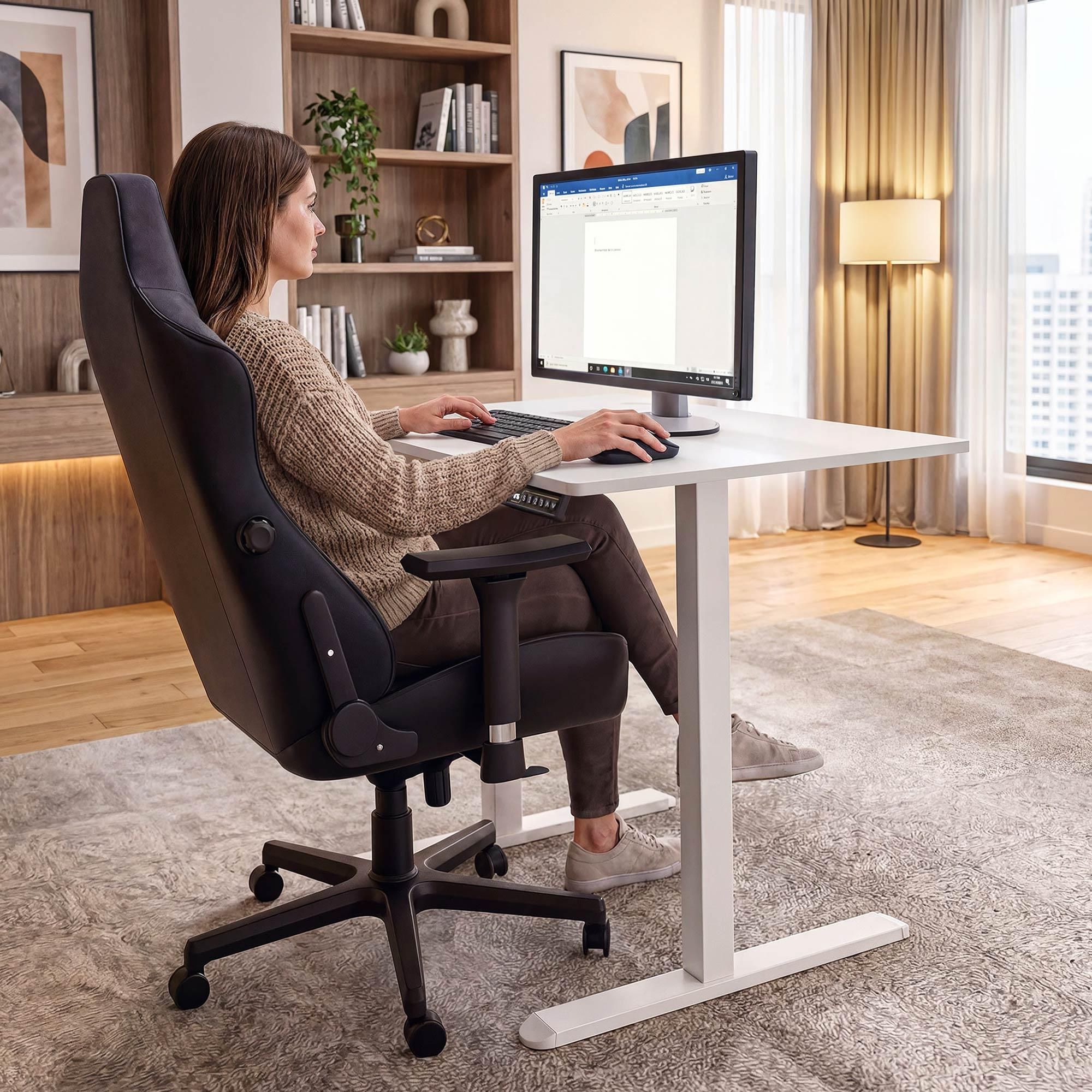 di volio Schreibtisch BARGA höhenverstellbar elektrisch 88x60 cm – weiß, ergonomischer Bürotisch, platzsparender Stehtisch mit Memory-Funktion