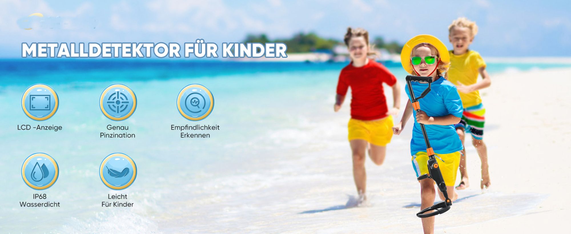 Metalldetektor Kinder, Leichtgewicht Metallsuchgeräte mit LCD und TON-Anzeige