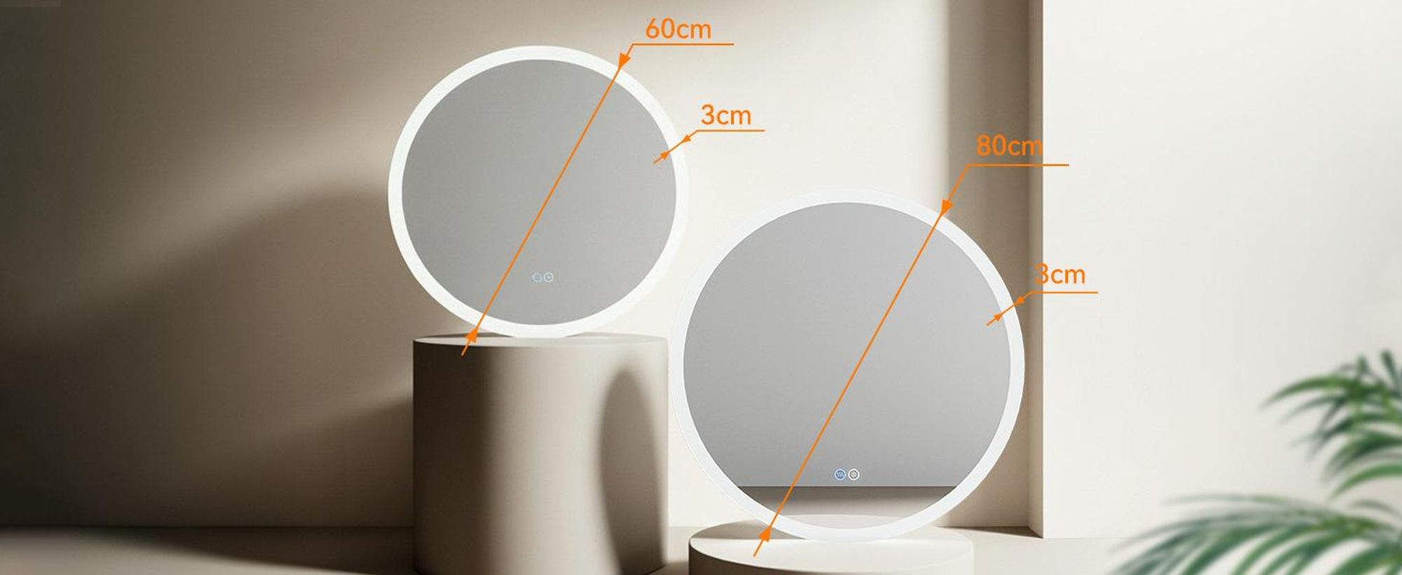 Rund Badezimmerspiegel 60 cm Antibeschlag mit 3 Lichtfarben Helligkeit Einstellbar Memory-Funktion
