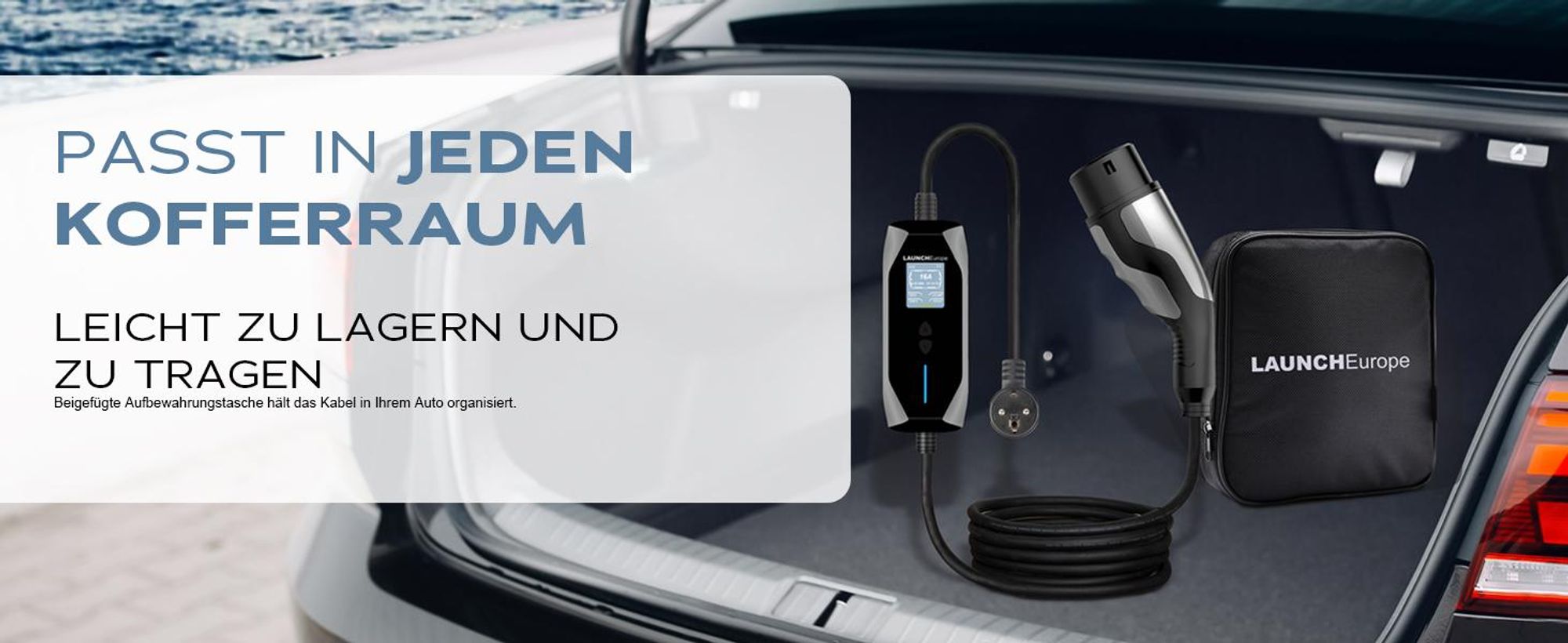 LAUNCH Tragbares Elektroauto-Ladegerät 3,68 kW 16A 3-phasig Typ 2 - 7m Kabel mit Schuko-Stecker,250V,mit 0-12h verzögertes Laden