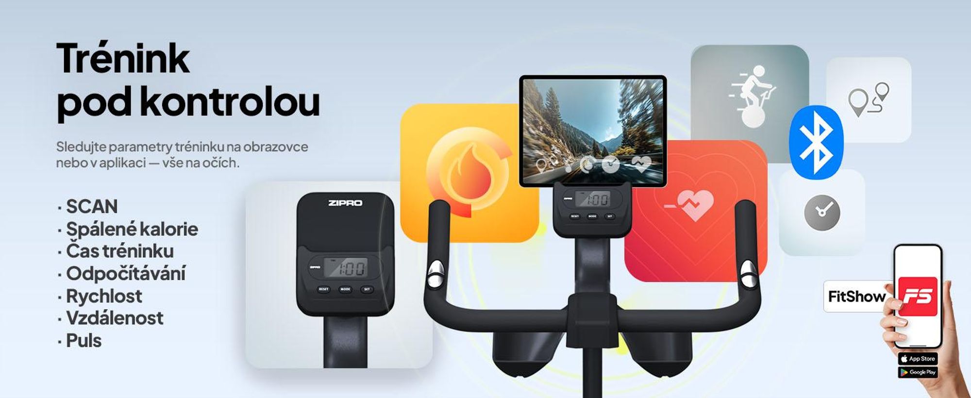 ZIPRO Domácí trenažér Modo Bluetooth aplikace Indoor Cycle Fitnessbike Domácí trenažér Bike tichý Kardio trénink Senioři 110 kg Trimmrad Kinomap