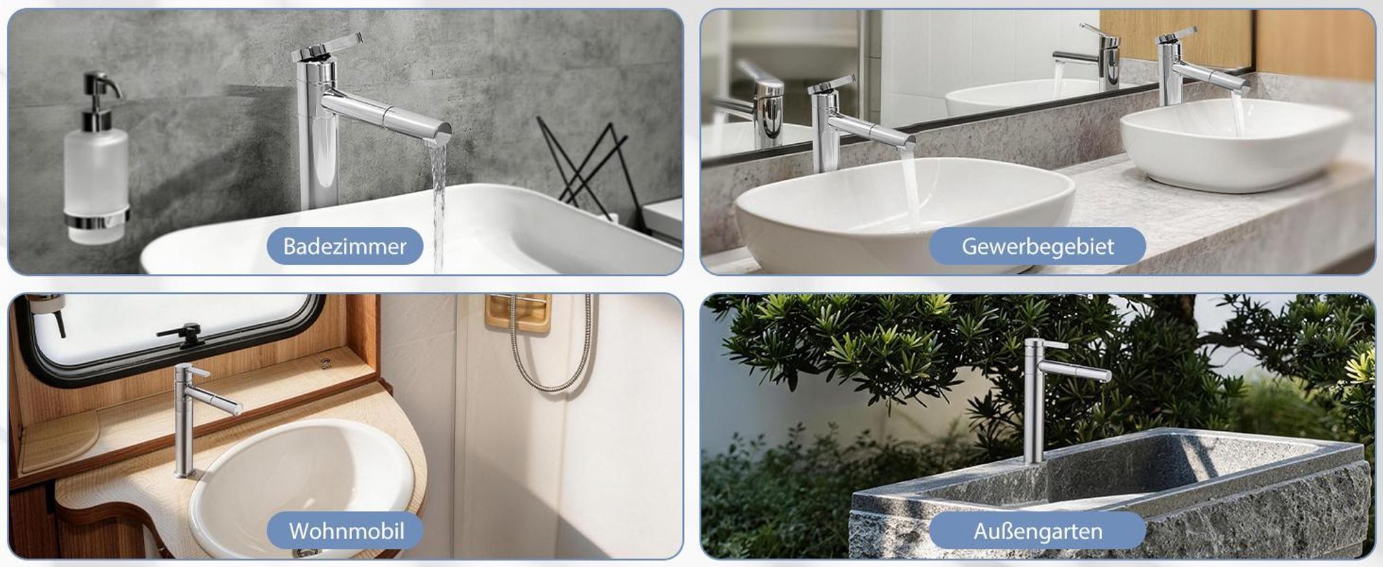 Homelody 2*Wasserhahn Bad hoch 360° drehbar Waschtischarmatur Mischbatterie Badarmatur für Bad, Waschbecken Armatur Chrom