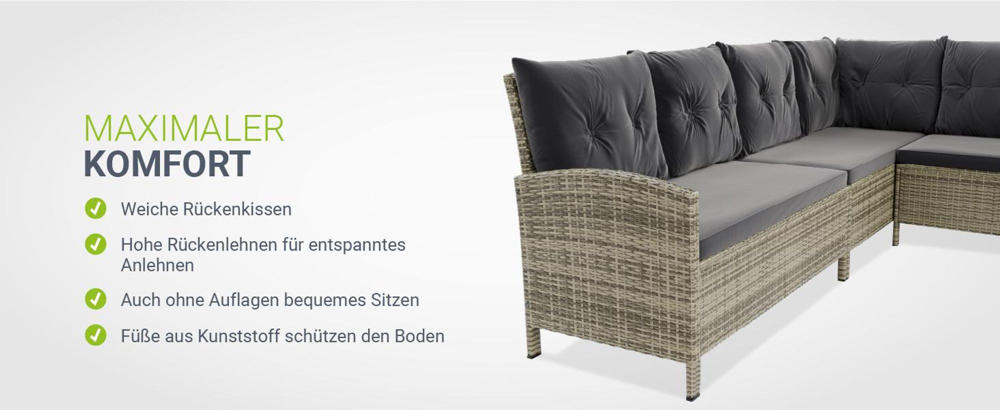 Juskys Polyrattan Lounge Manacor Grau-Meliert und Schwarz