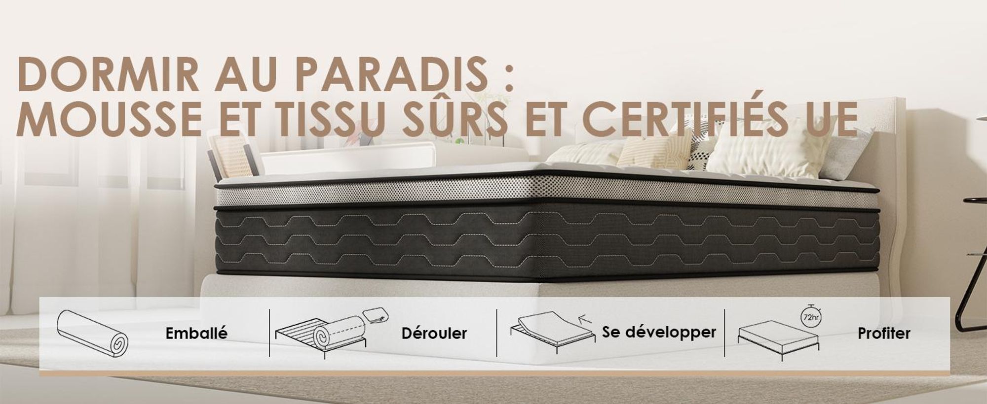 DEWINNER Matelas 90x190 cm Ressorts Ensaches, épaisseur de 30CM - Matelas à Ressorts ensachés et à mémoire de Forme，Ergonomique,Respirant