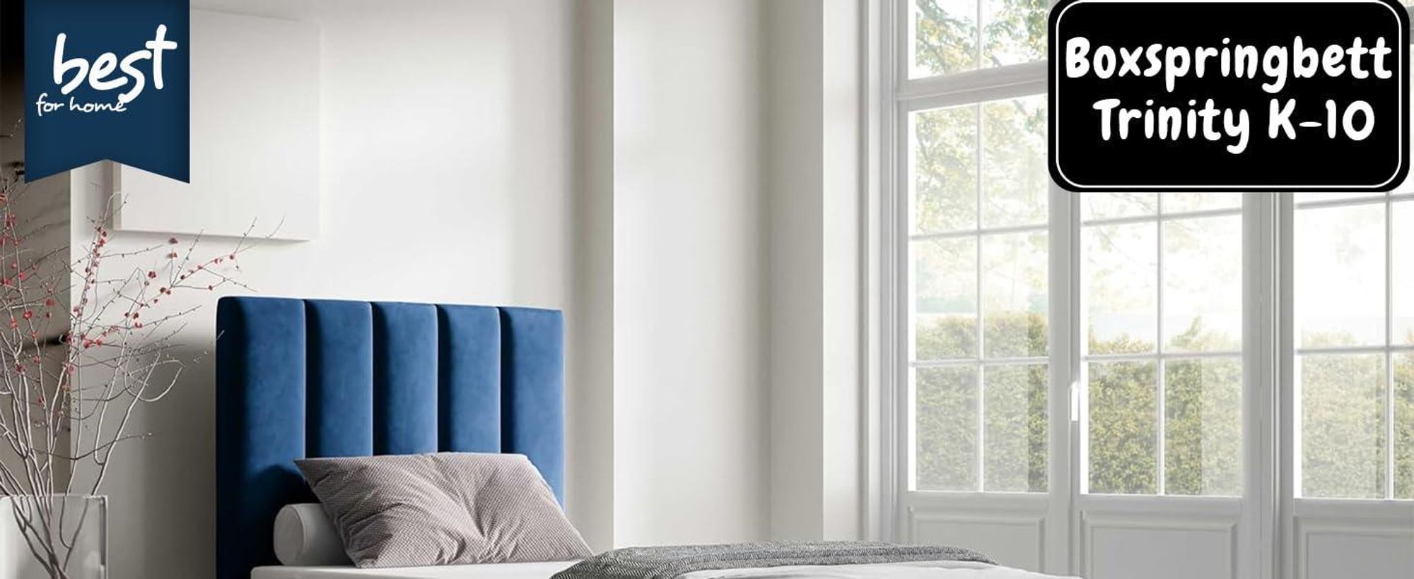 Best for Home Boxspringbett mit Bettkasten Trinity K10-SINGLE 100x200 Bonellfederkern inkl. Topper - Graphit