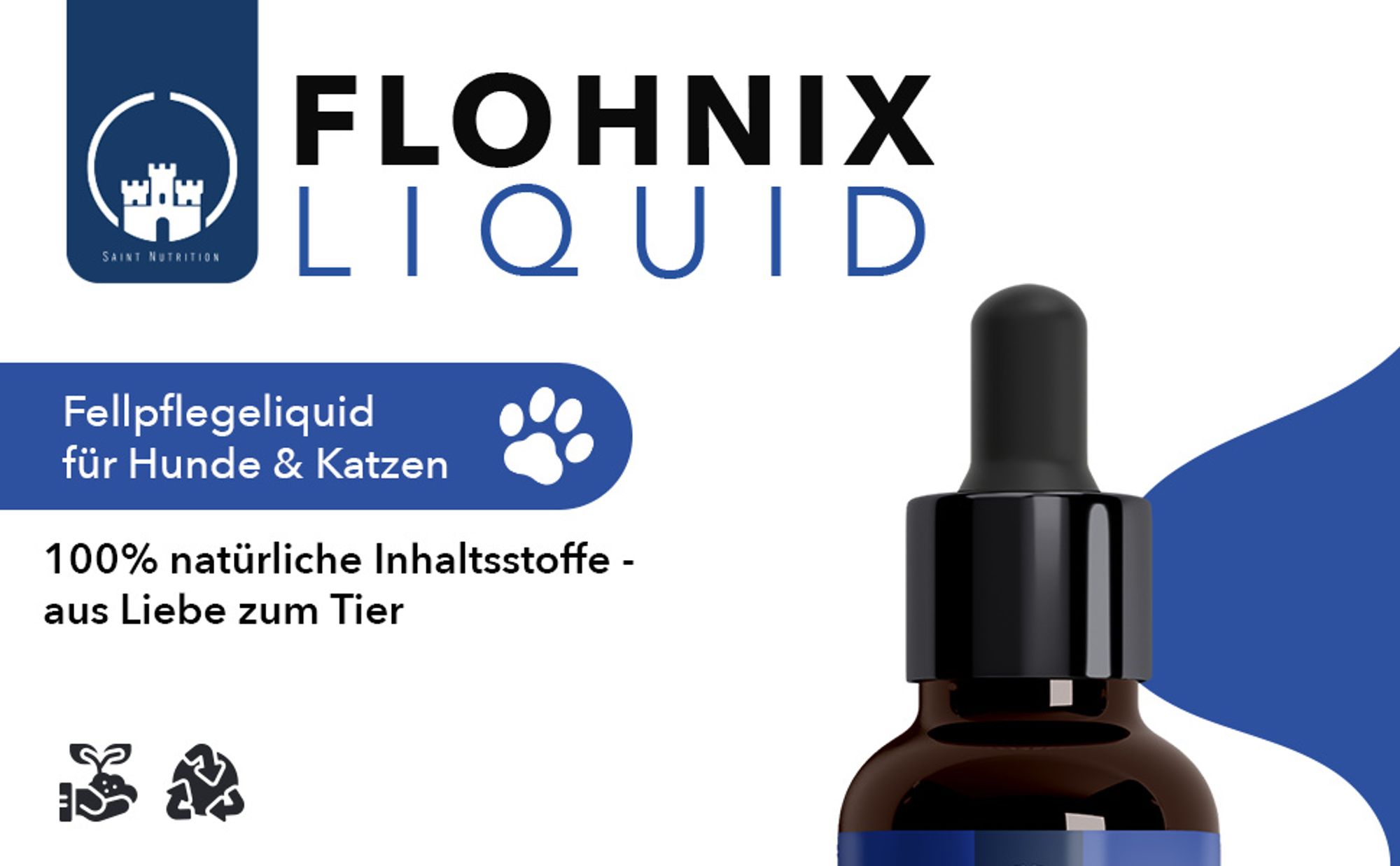 Saint Nutrition® Flohnix Liquid - Läuse & Flöhe – für Hunde und Katzen – Flohmittel – natürliche Formel – Abwеhr gegen Flöhe - Flöhe Hund - 50ml