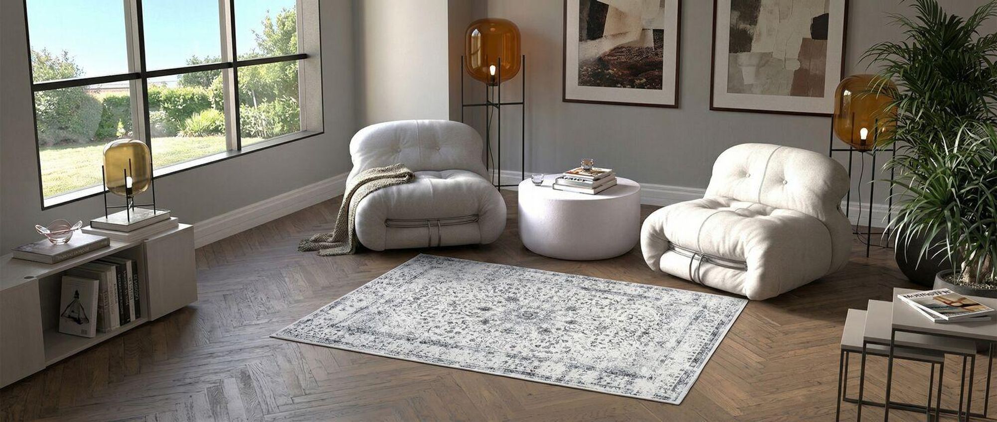 tectake® Vintage Designer Teppich Aliya verschiedene Größen rutschfeste Unterseite