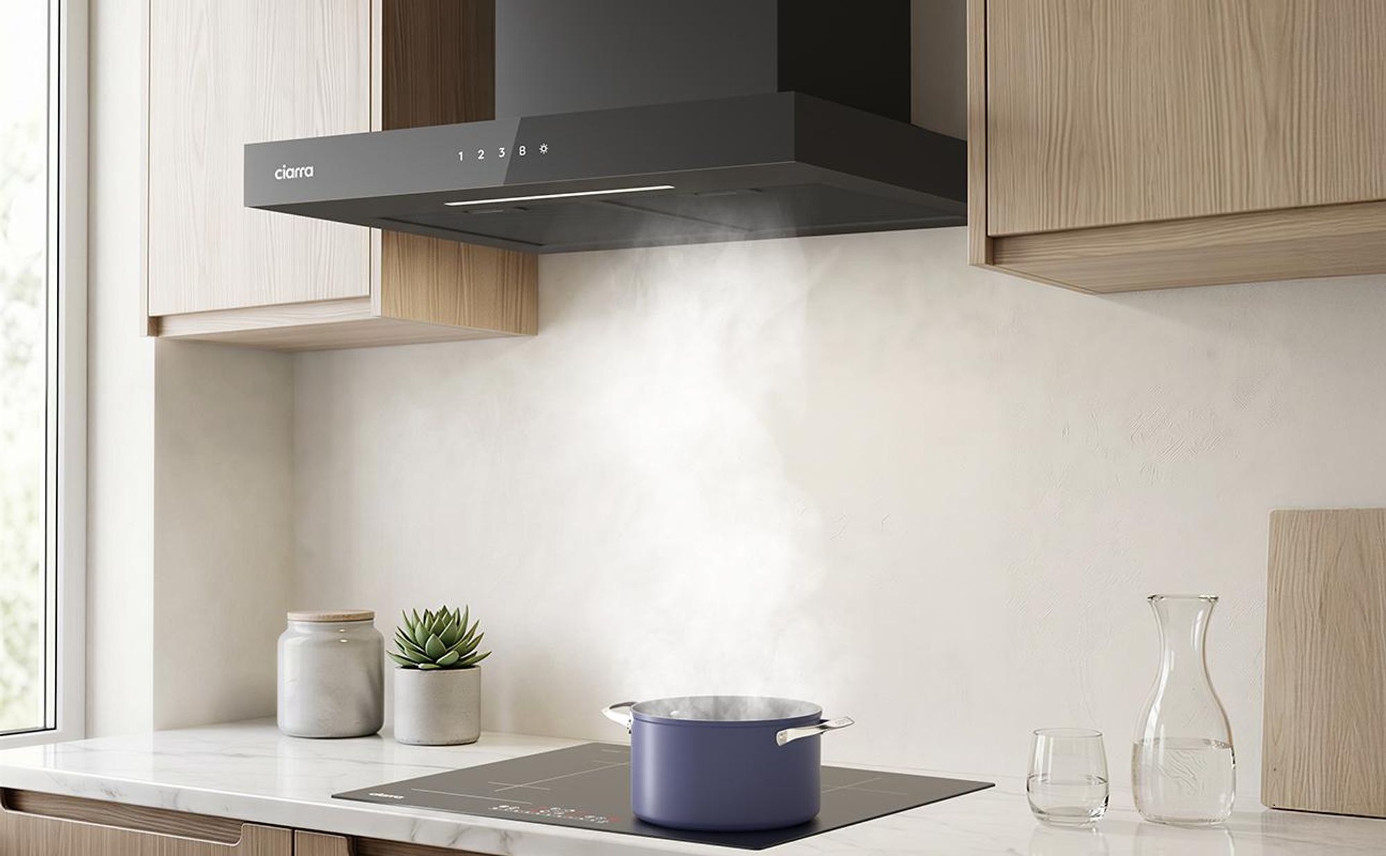 CIARRA Wandhaube 60cm A+++ 706 m³/h Dunstabzugshaube WIFI +APP & Touch Control Boost VMB6102