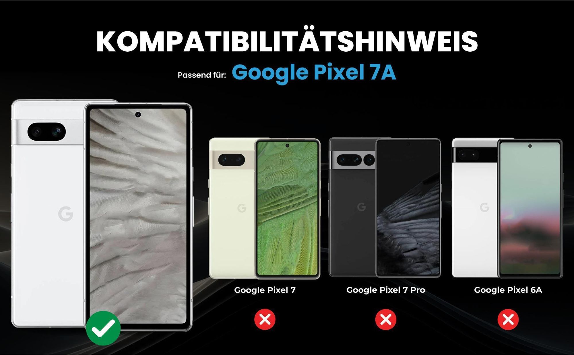Kompatibilitätshinweise Hülle für Google Pixel 7a