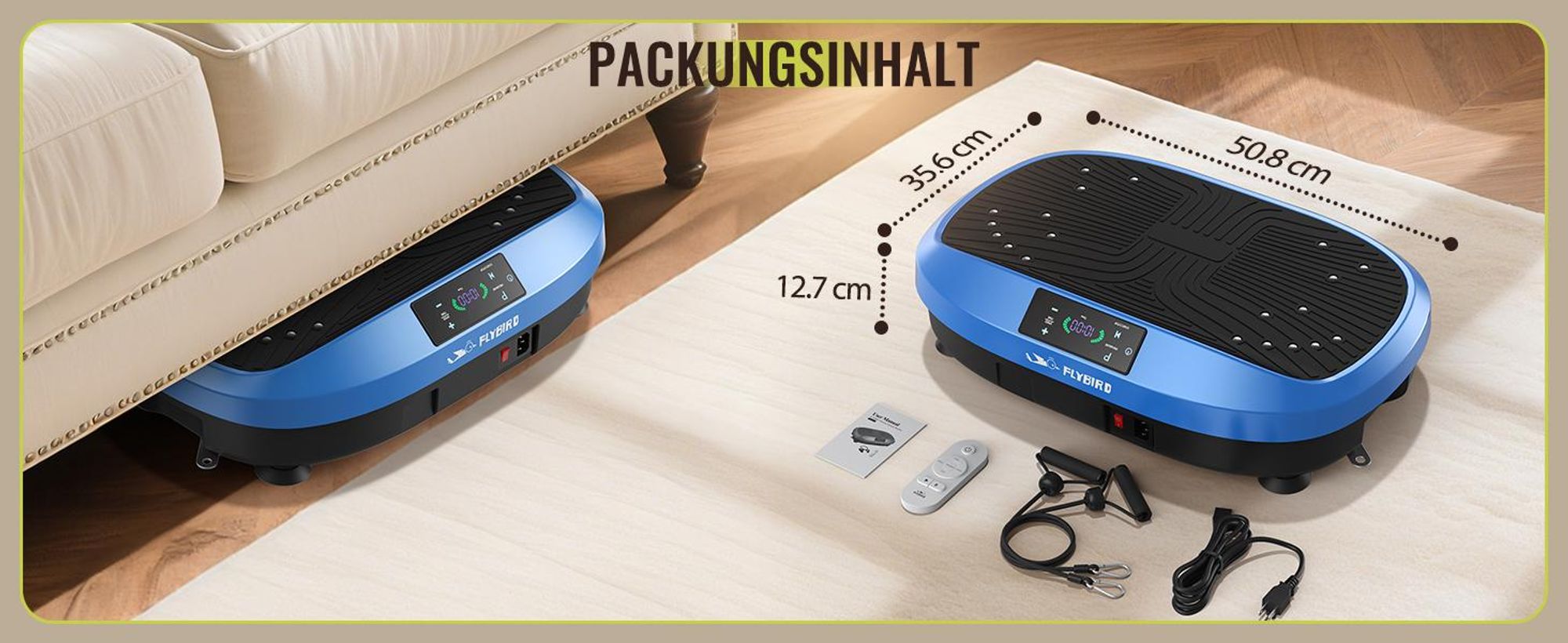 FLYBIRD Vibrationsplatte,120 Leistungsstarke einstellbare Geschwindigkeiten mit 150KG Tragkraft